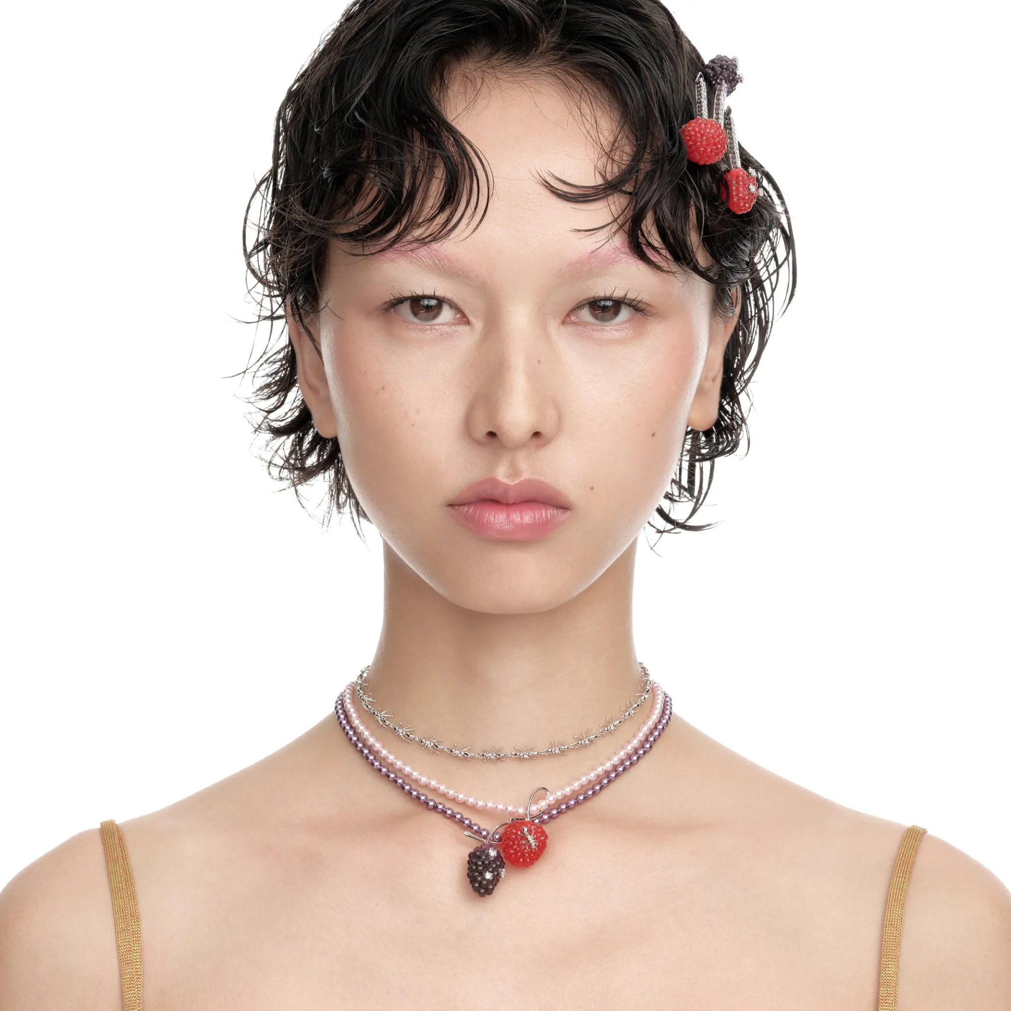 Paradise / Berry Pearl Necklace