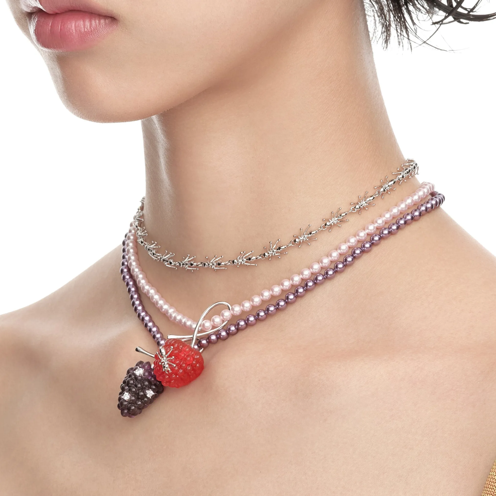 Paradise / Berry Pearl Necklace