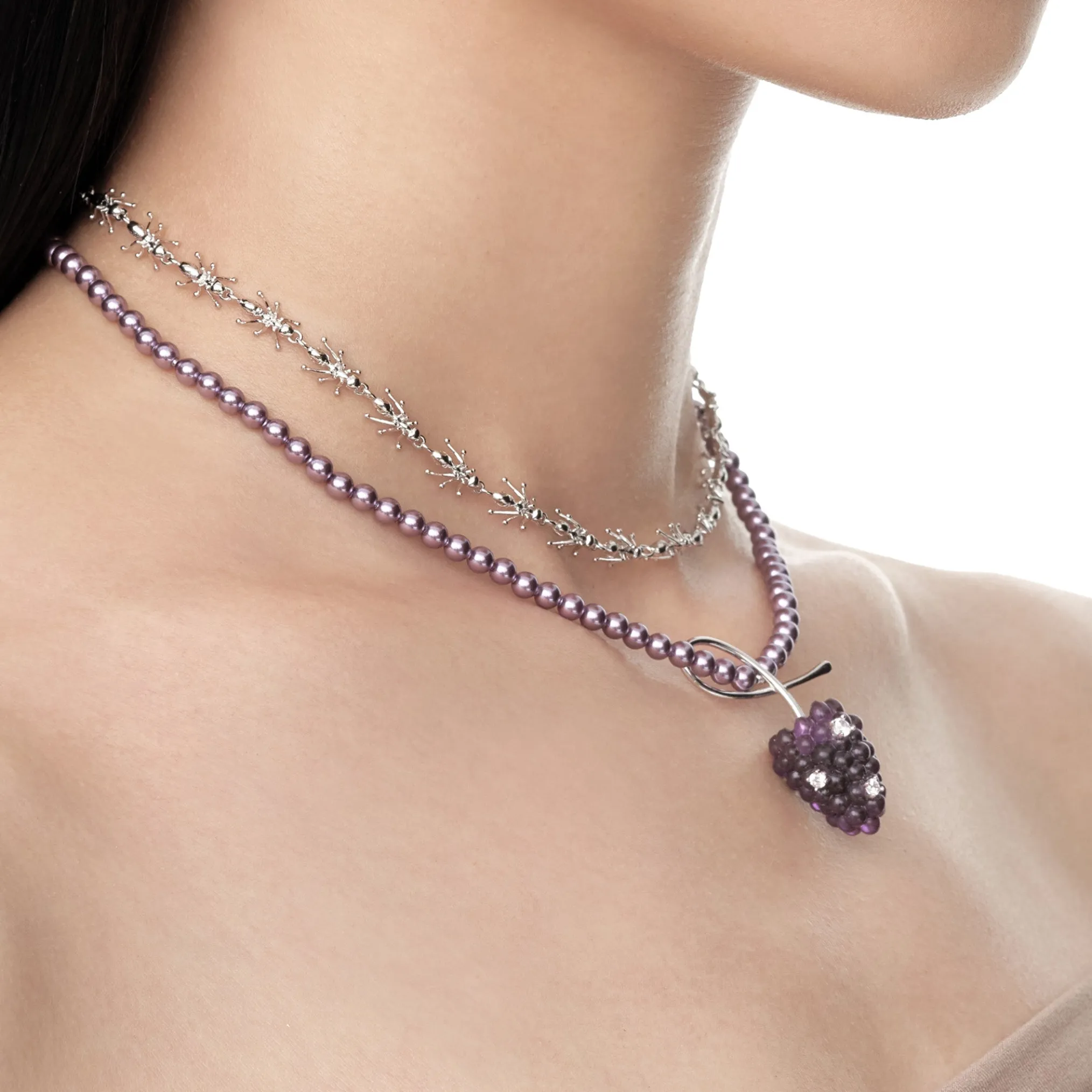 Paradise / Berry Pearl Necklace