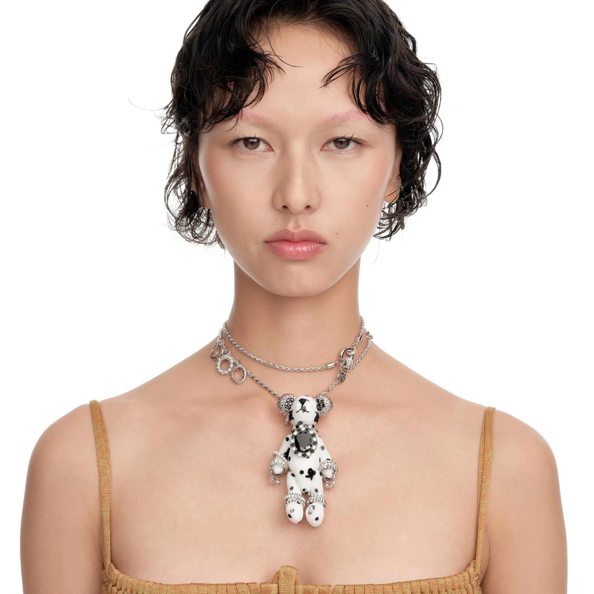 Paradise / Black Zircon Bear Pendant Necklace