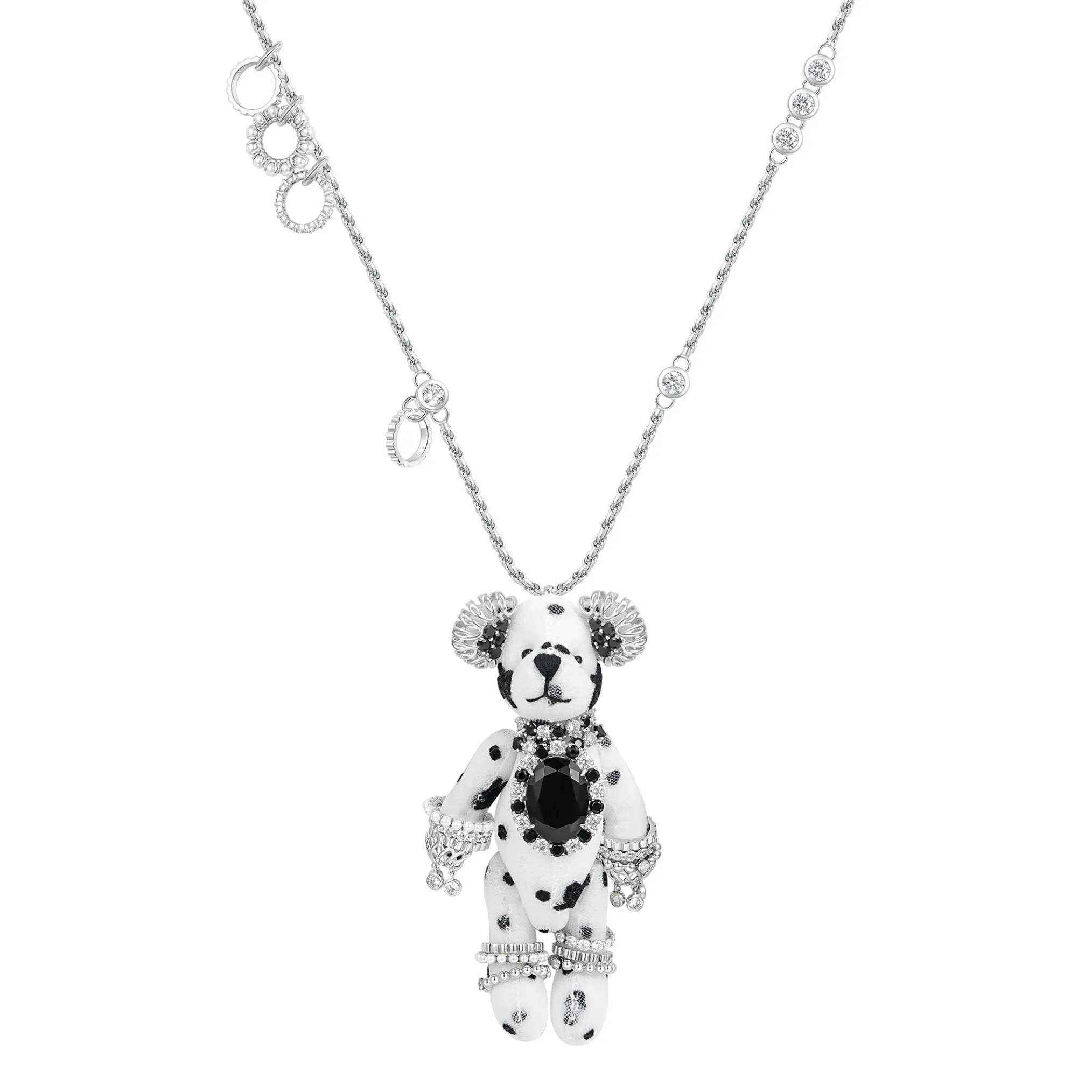 Paradise / Black Zircon Bear Pendant Necklace
