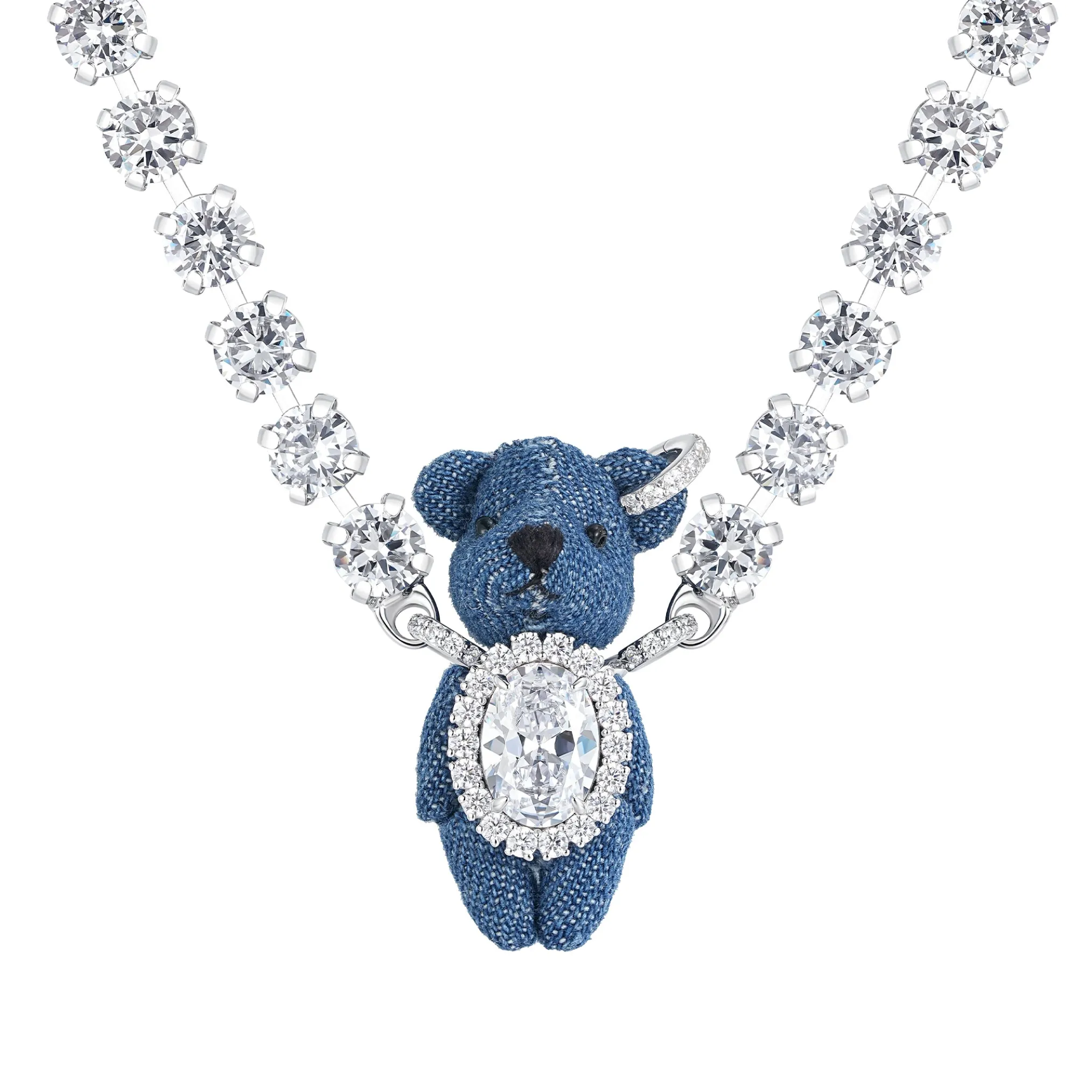 Paradise / Denim Bear Necklace