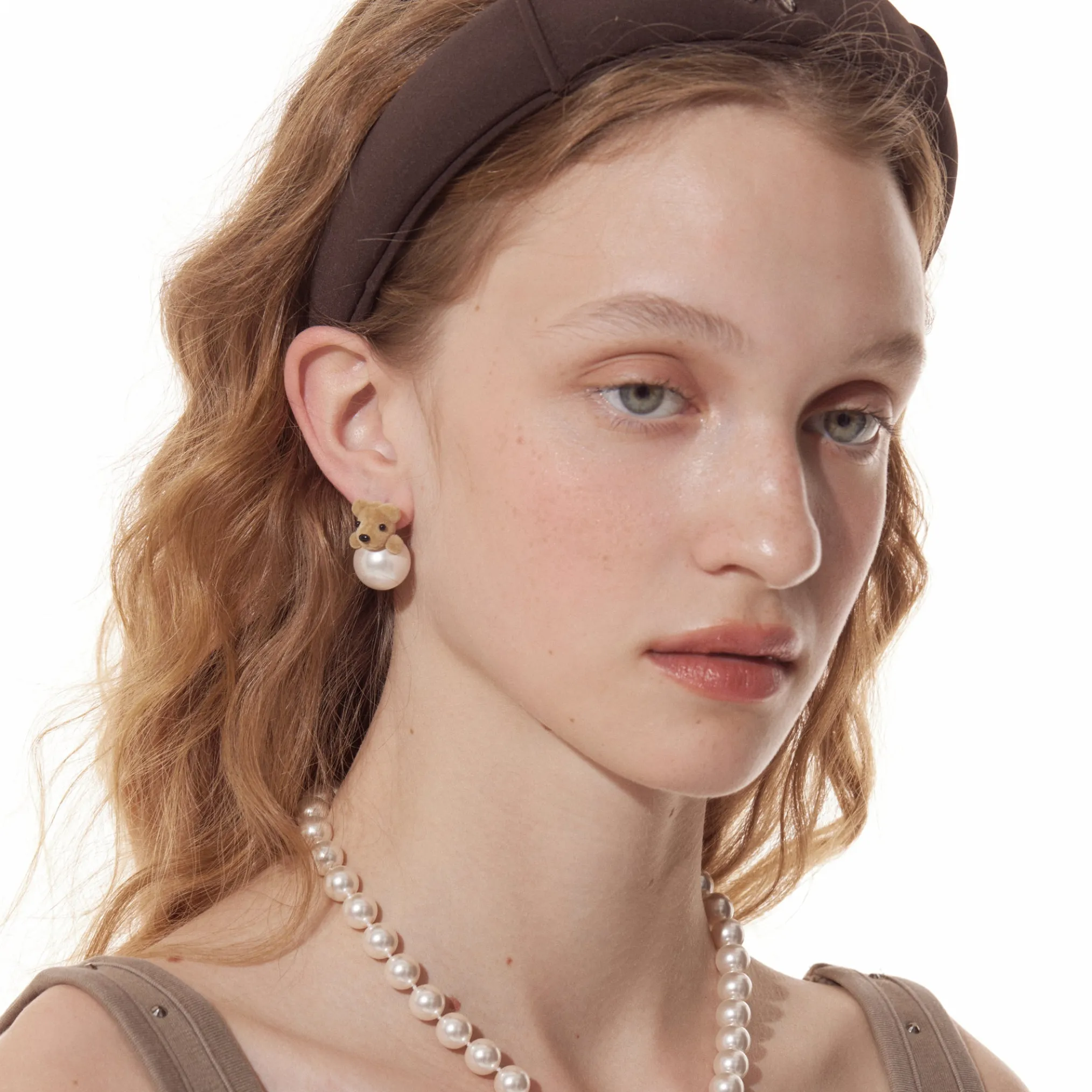 Paradise / Flocked Bear Pearl Earrings