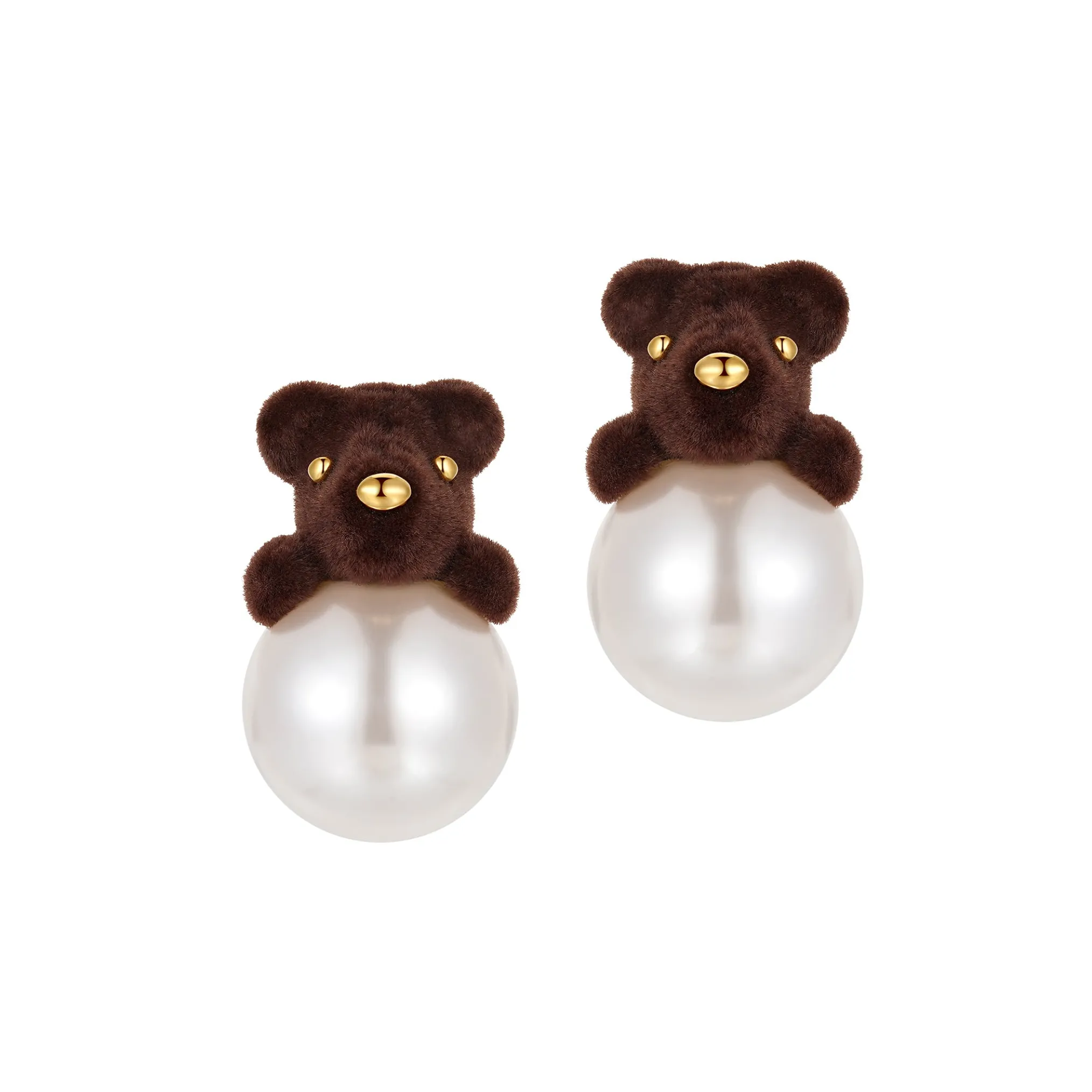 Paradise / Flocked Bear Pearl Earrings