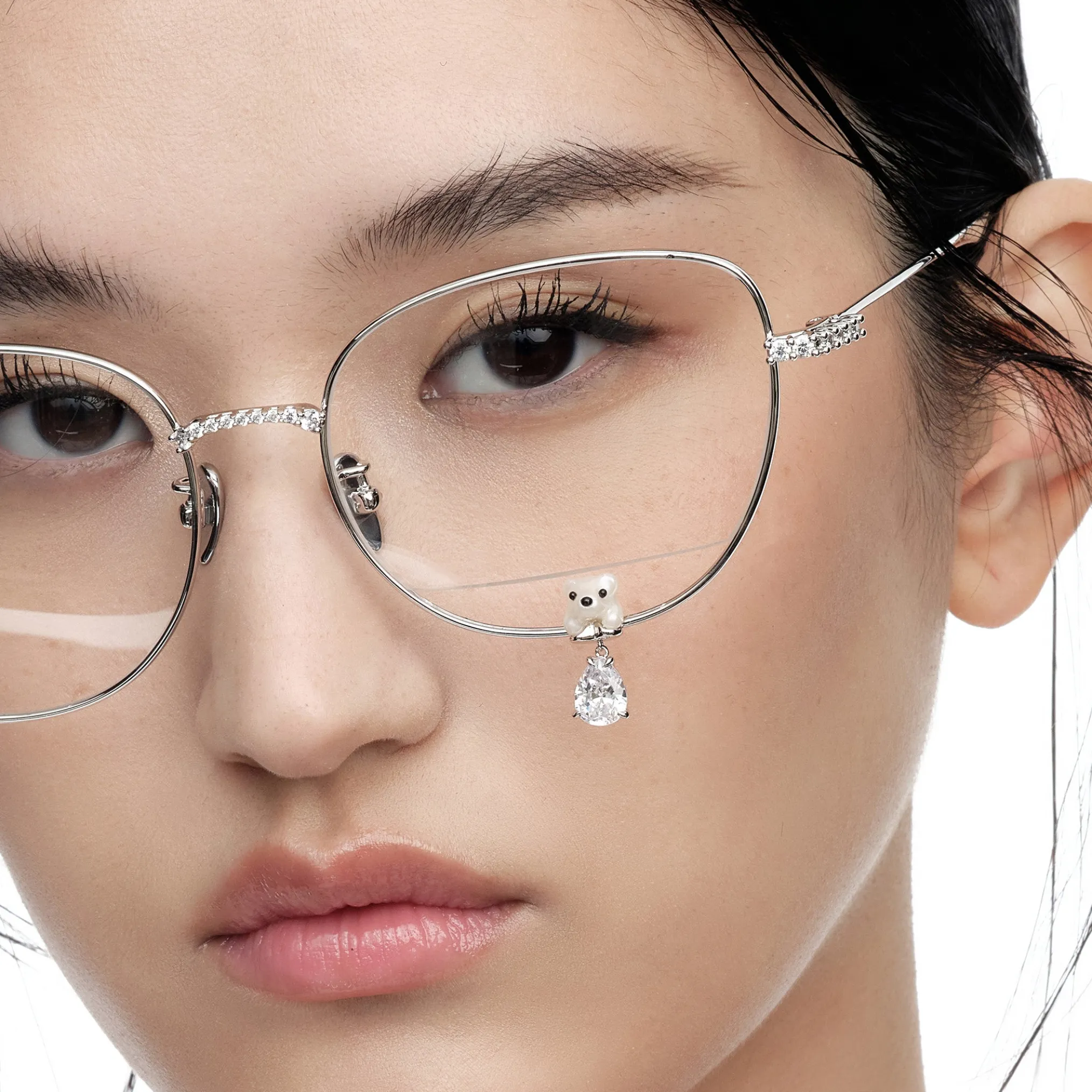 Paradise / Flocked Bear Decorative Gemstone Pendant Glasses