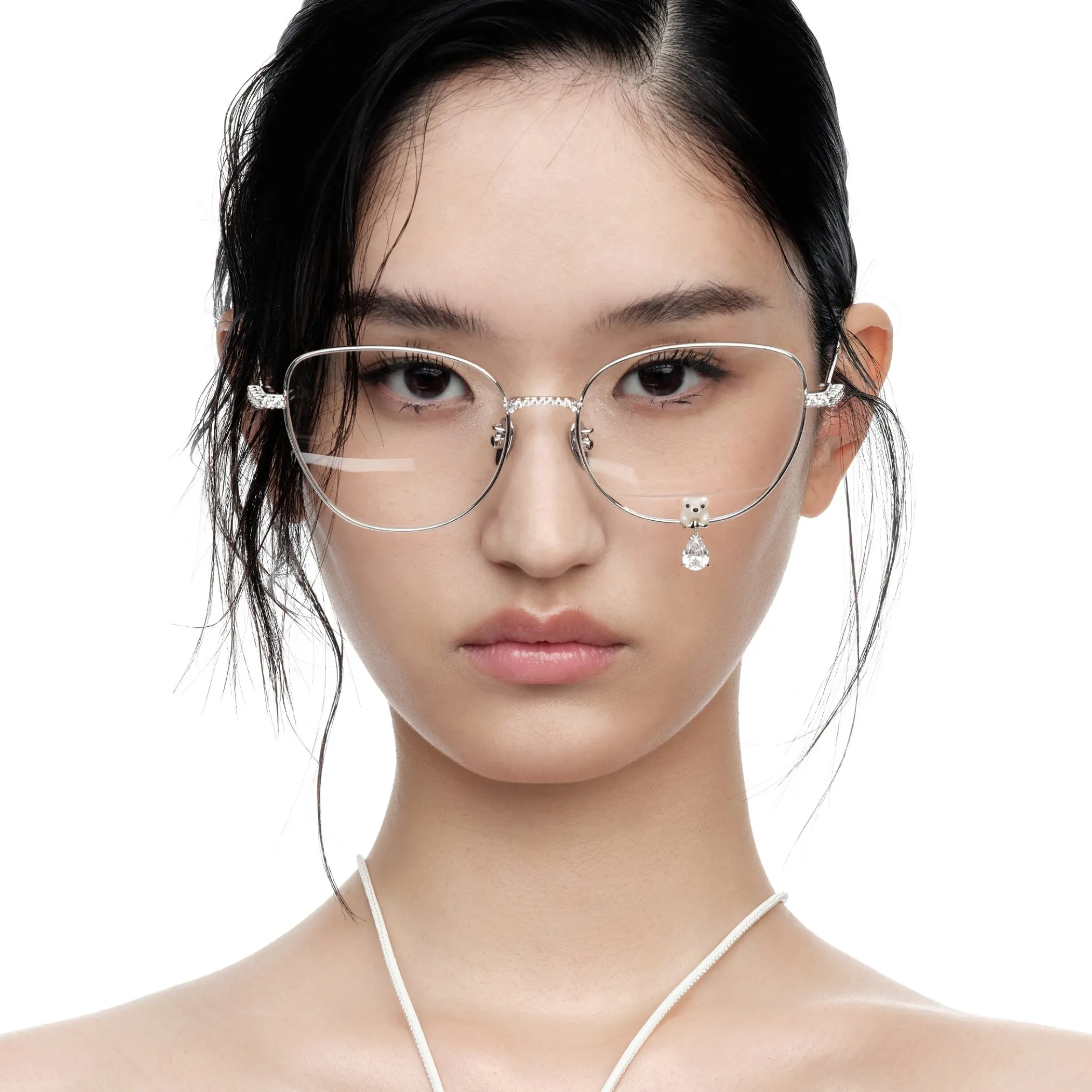 Paradise / Flocked Bear Decorative Gemstone Pendant Glasses