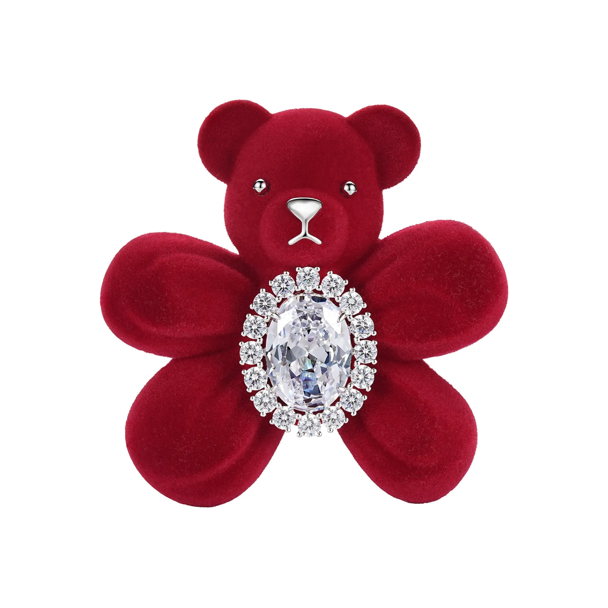 Paradise / Flocked Bear Gemstone Flower Hair Tie