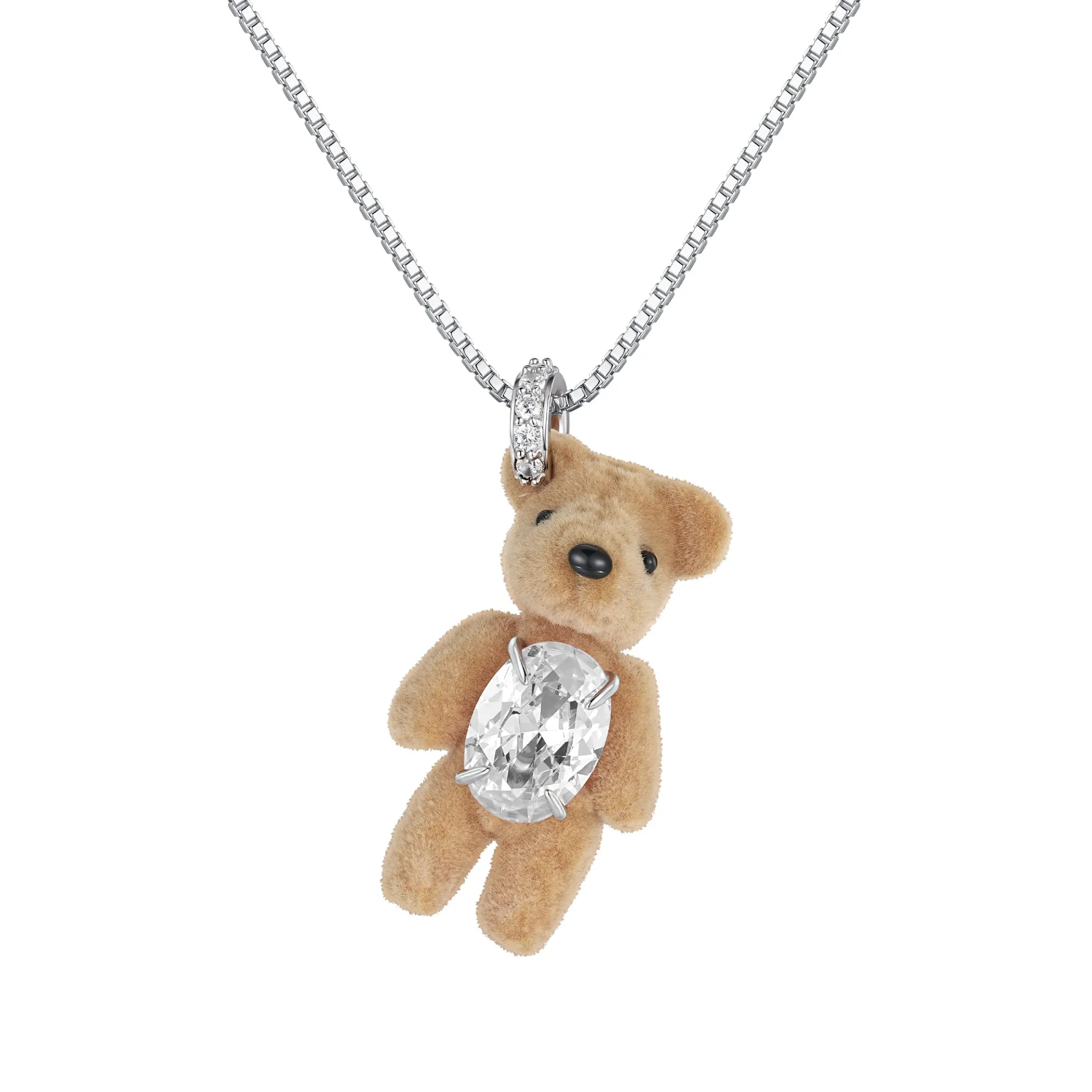 Paradise / Flocked Bear Gemstone Necklace