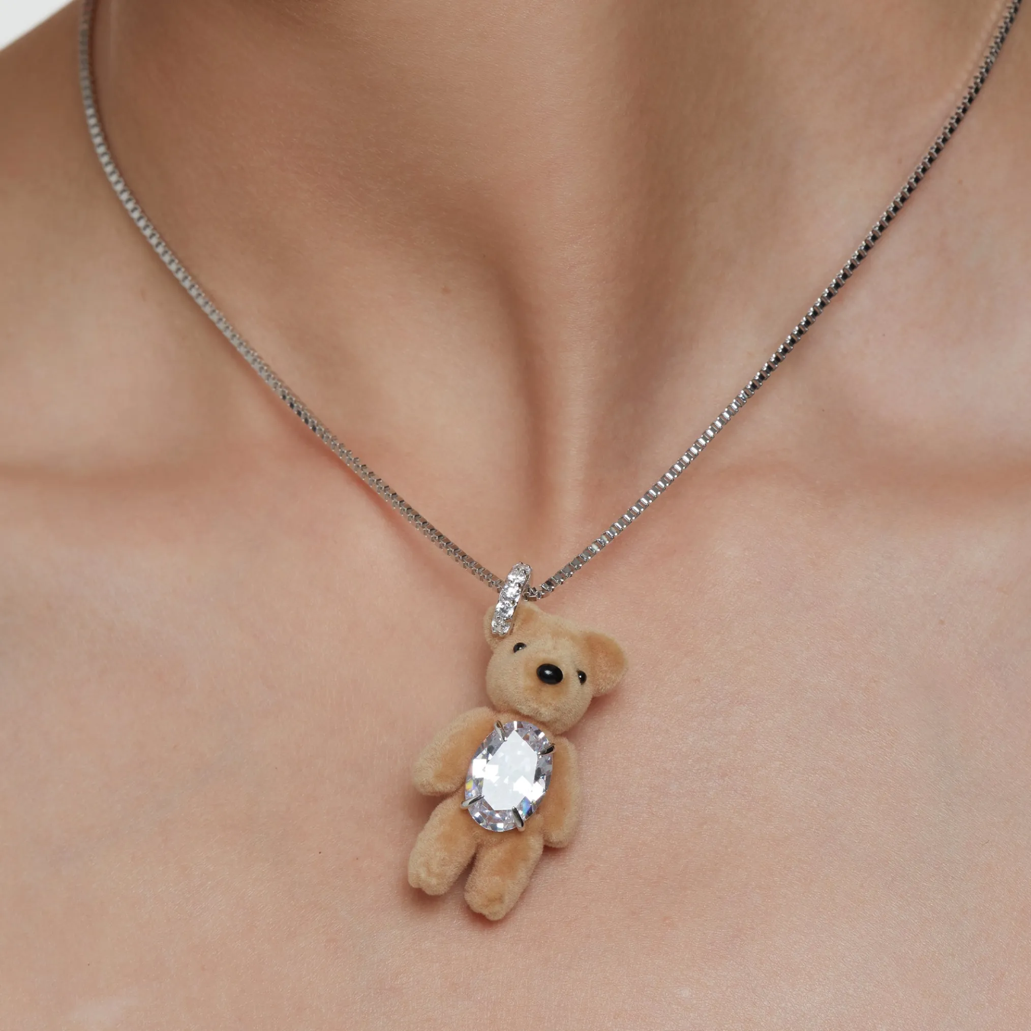 Paradise / Flocked Bear Gemstone Necklace