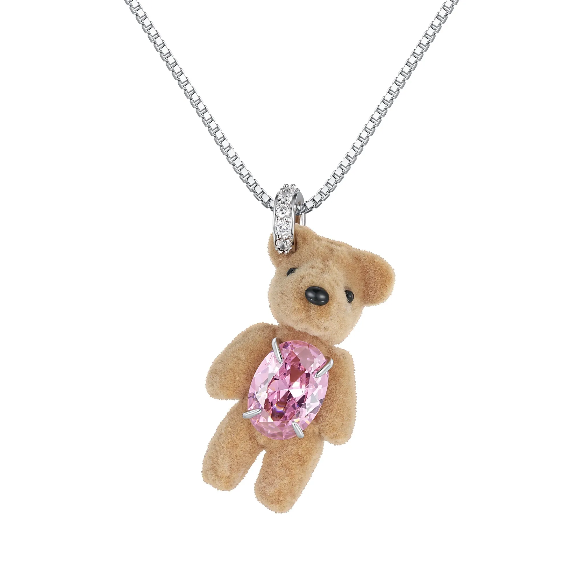 Paradise / Flocked Bear Gemstone Necklace