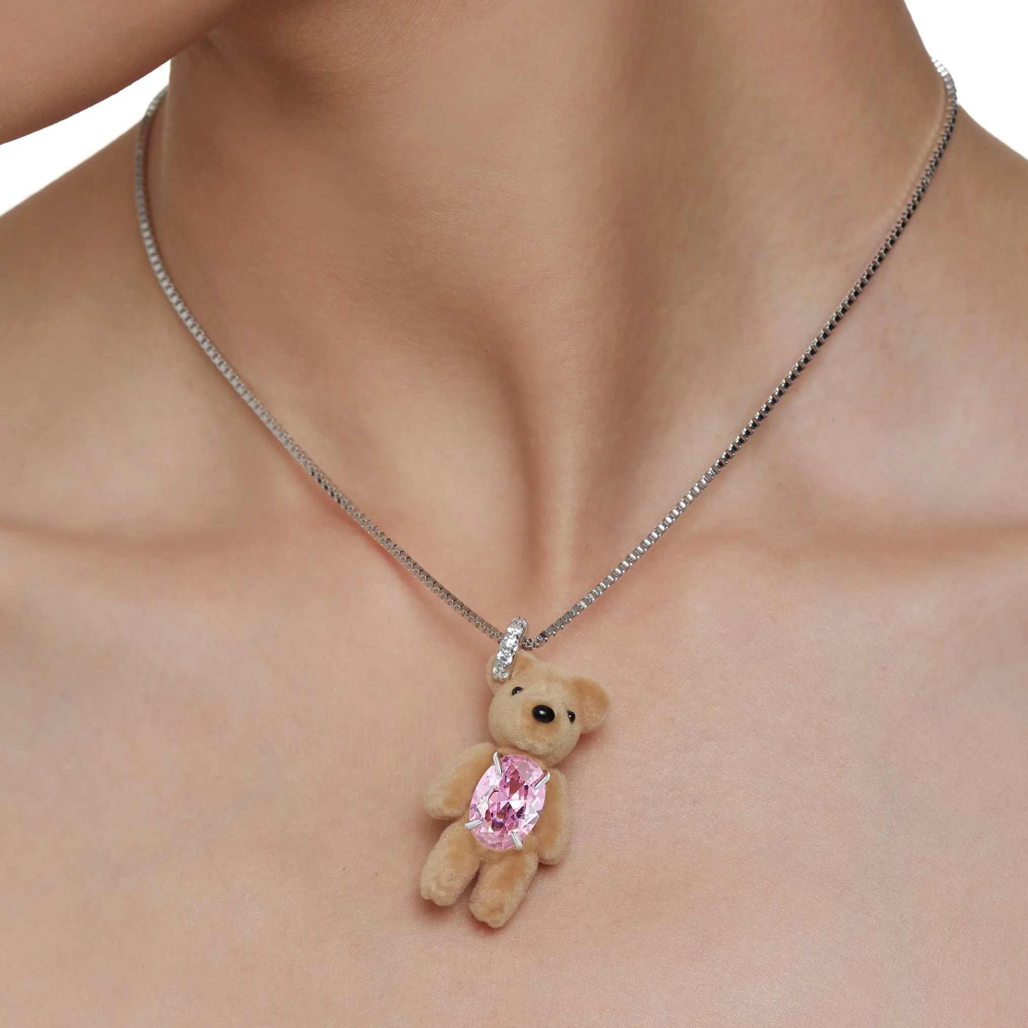 Paradise / Flocked Bear Gemstone Necklace