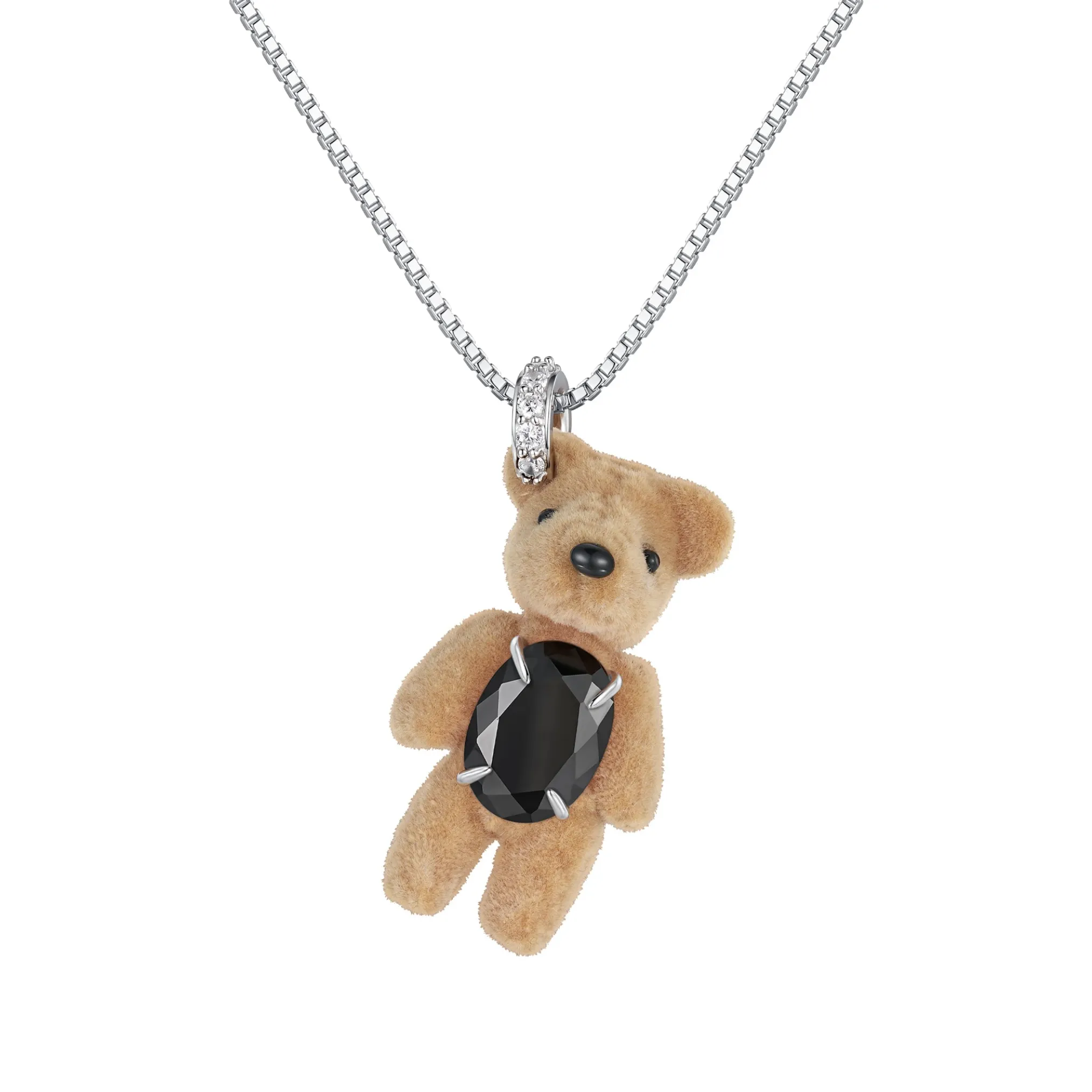Paradise / Flocked Bear Gemstone Necklace