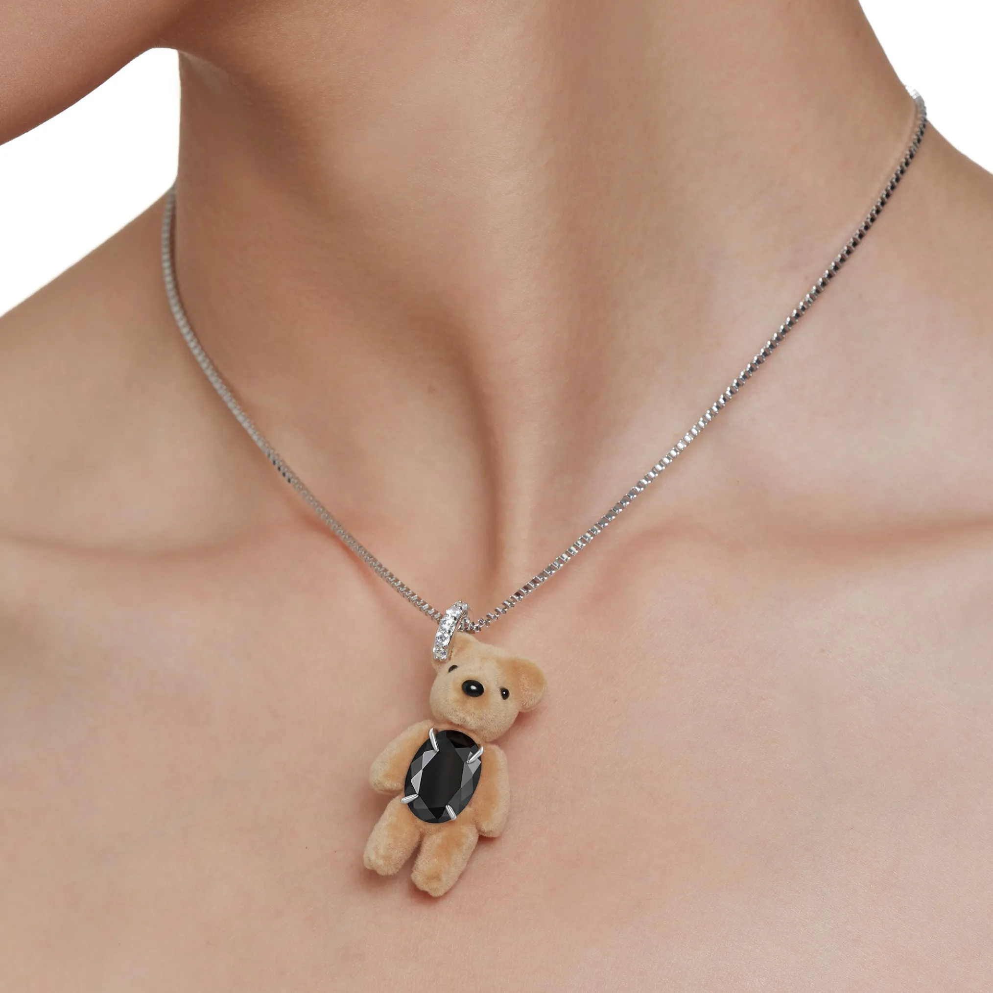 Paradise / Flocked Bear Gemstone Necklace