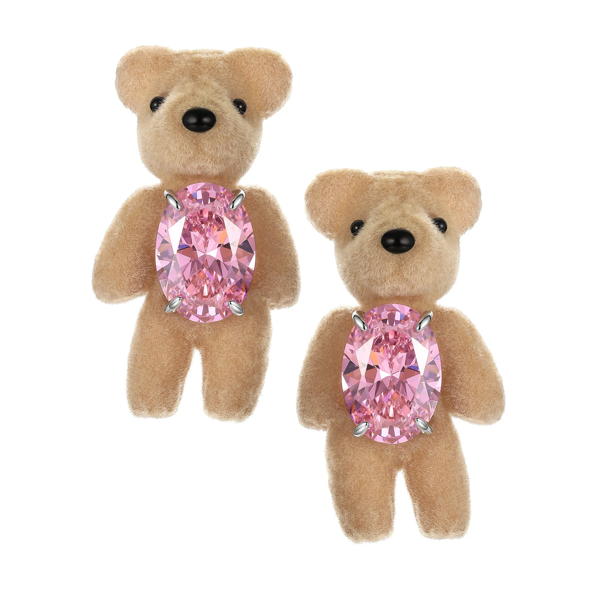 Paradise / Flocked Bear Gemstone Earring