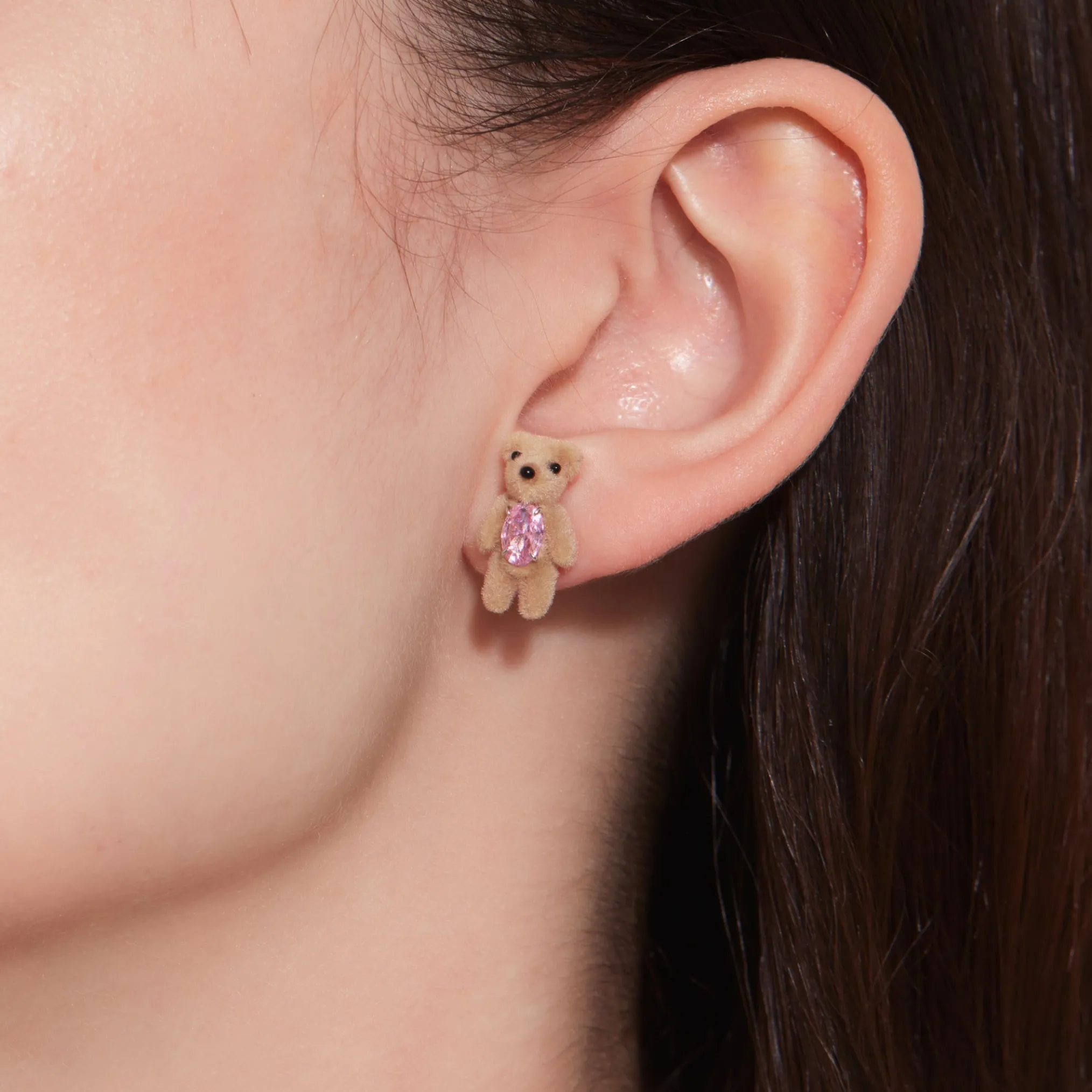 Paradise / Flocked Mini Bear Earring