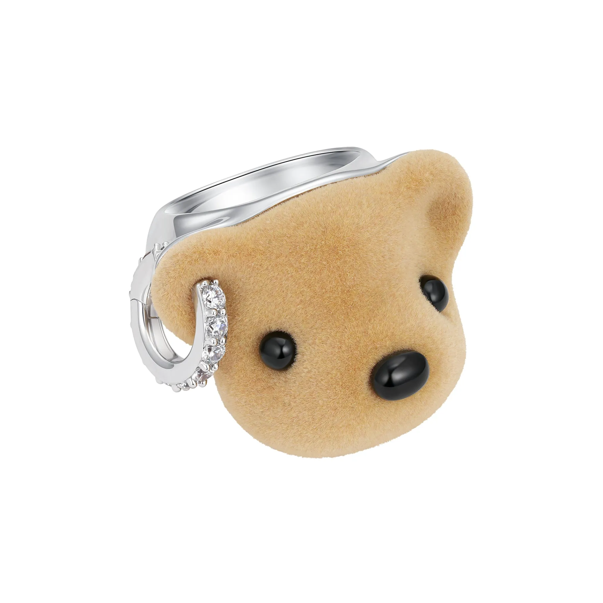 Paradise / Flocked Bear Head Ring