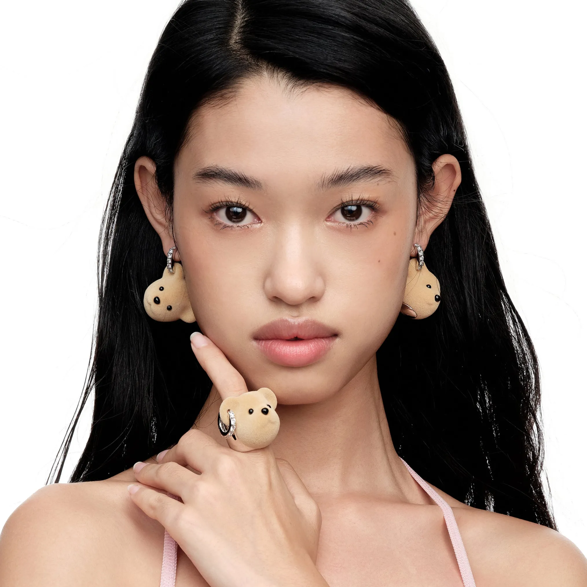 Paradise / Flocked Bear Head Ring