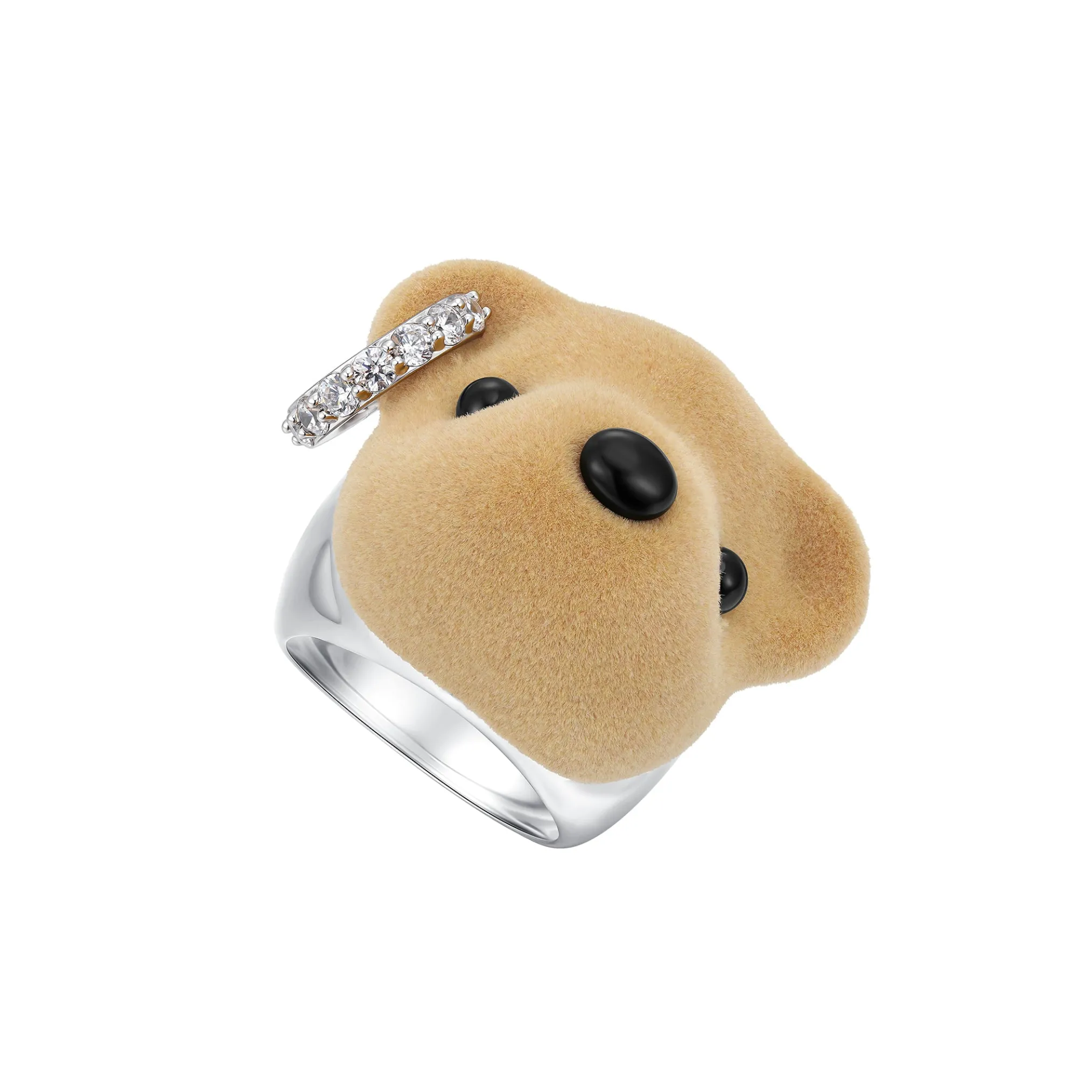 Paradise / Flocked Bear Head Ring