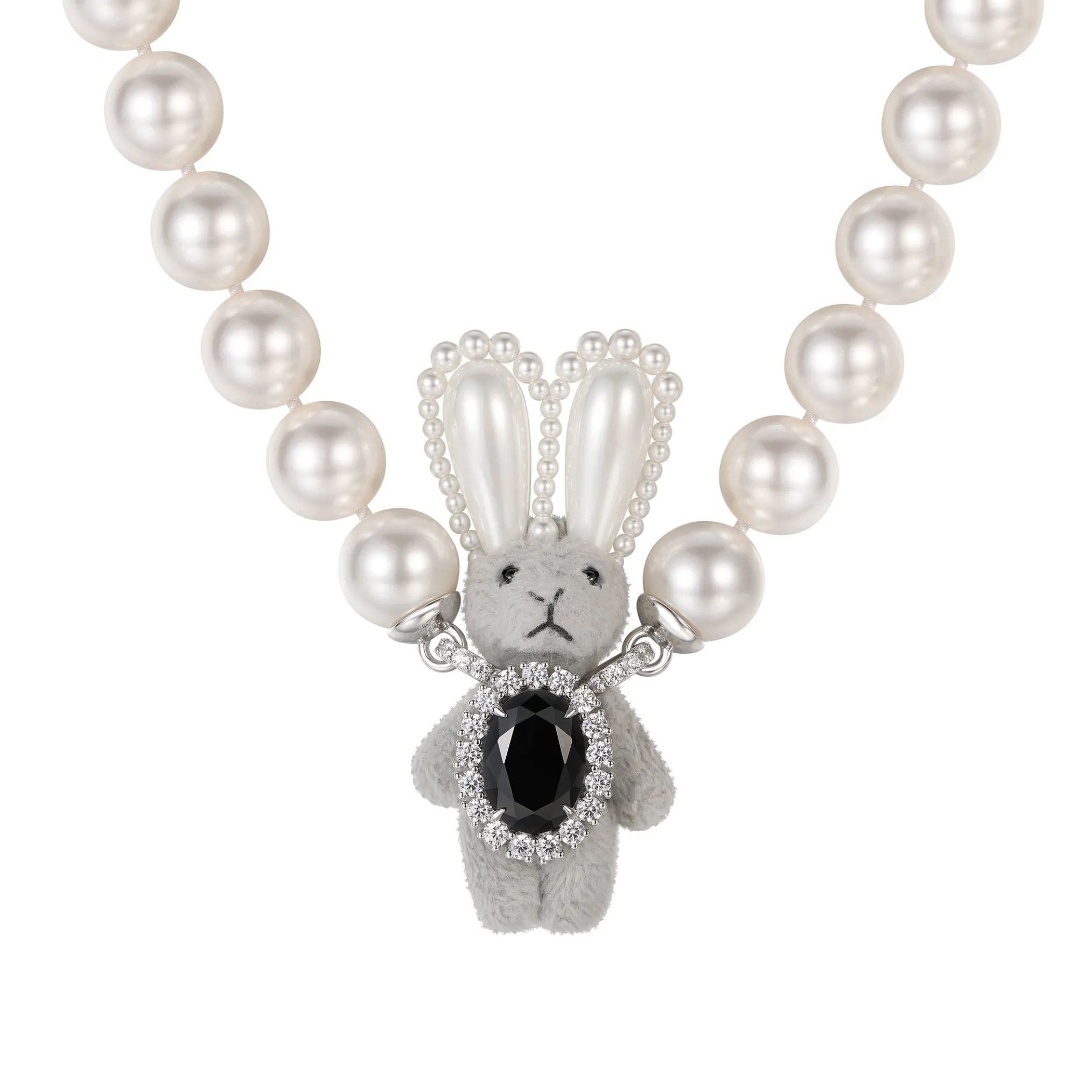 Paradise / Gem Plush Rabbit Pearl Necklace