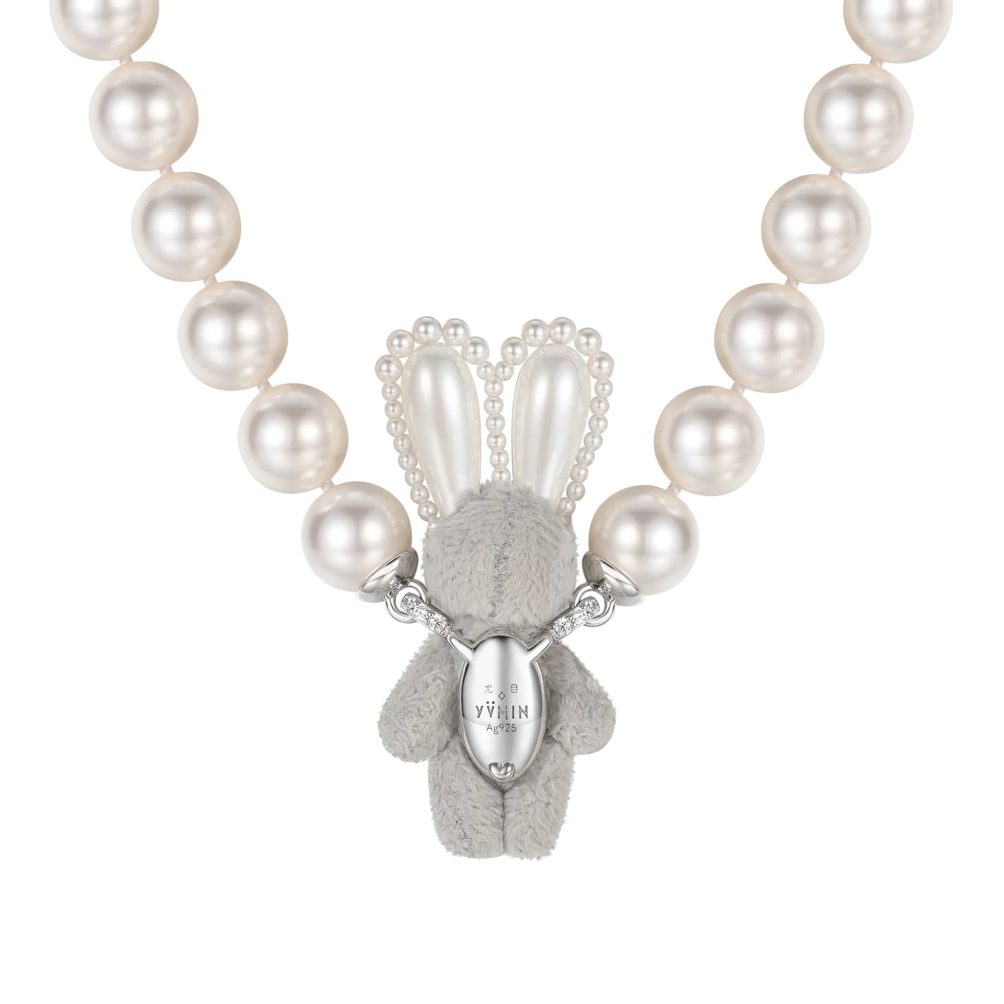 Paradise / Gem Plush Rabbit Pearl Necklace