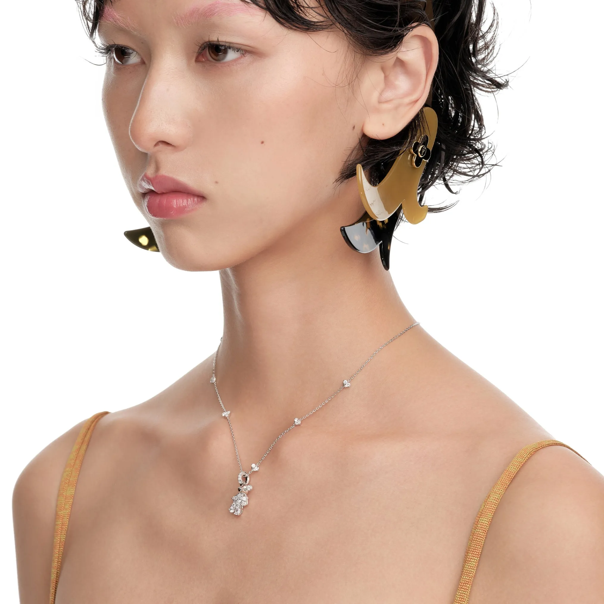 Paradise / Gemstone Patch up Mini Bear Necklace