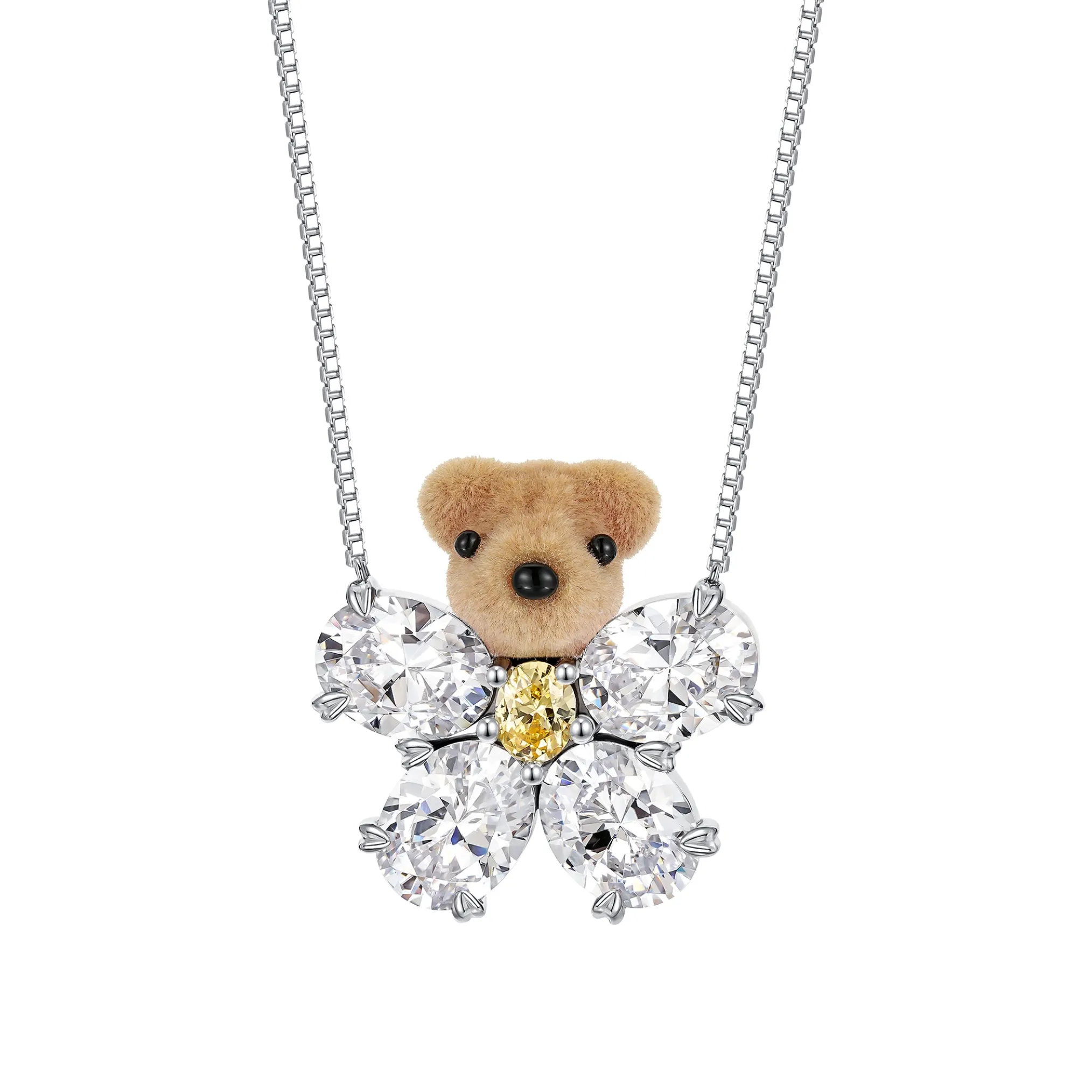 Paradise / Gemstone Flower Bear Necklace