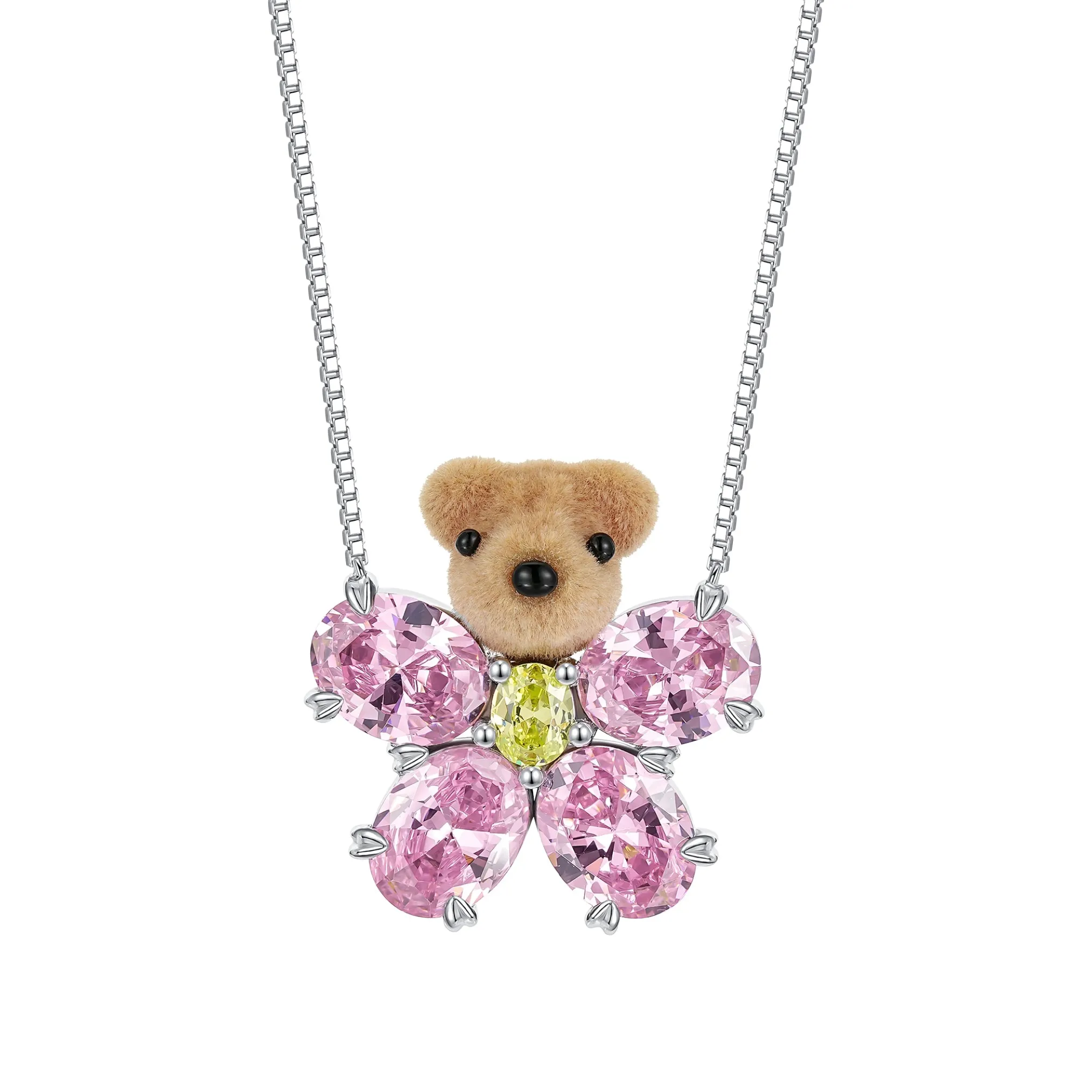 Paradise / Gemstone Flower Bear Necklace