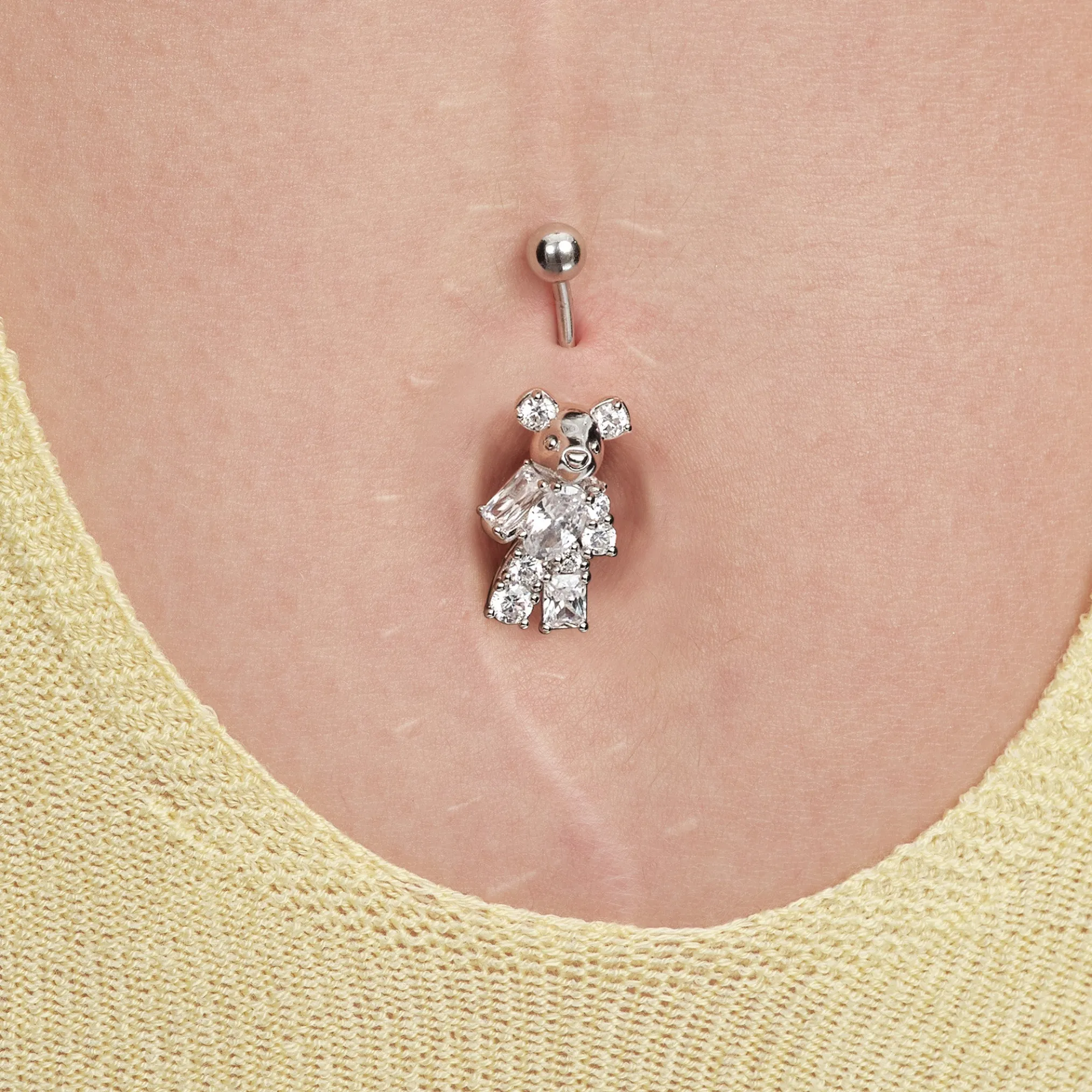 Paradise / Gemstone Patch up Mini Bear Navel Ring