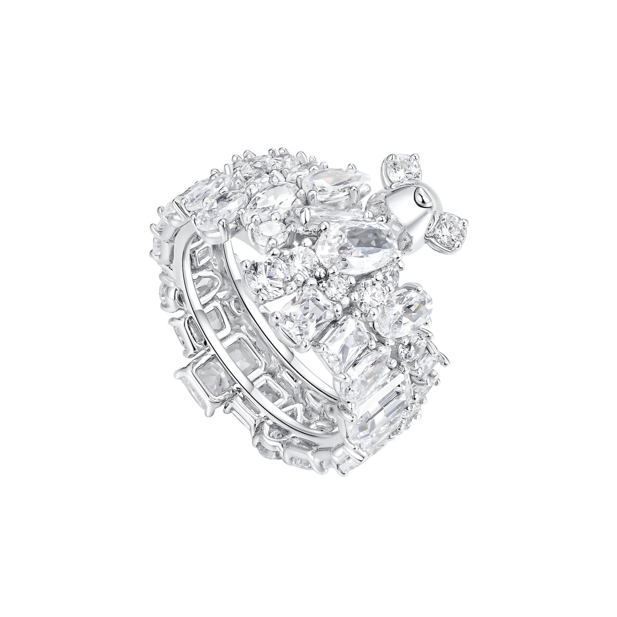 Paradise / Gemstone Patch up Mini Bear Pave Ring