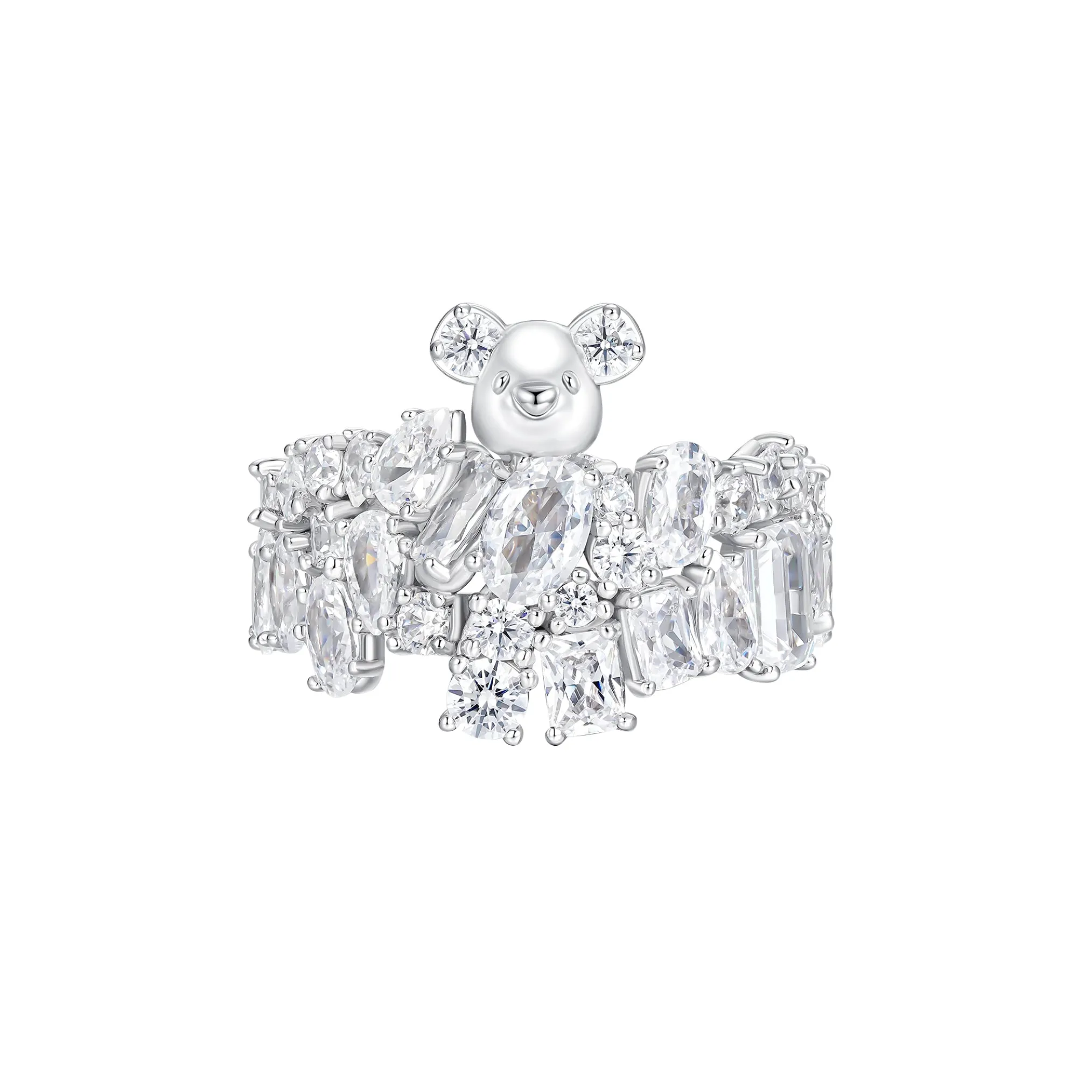 Paradise / Gemstone Patch up Mini Bear Pave Ring