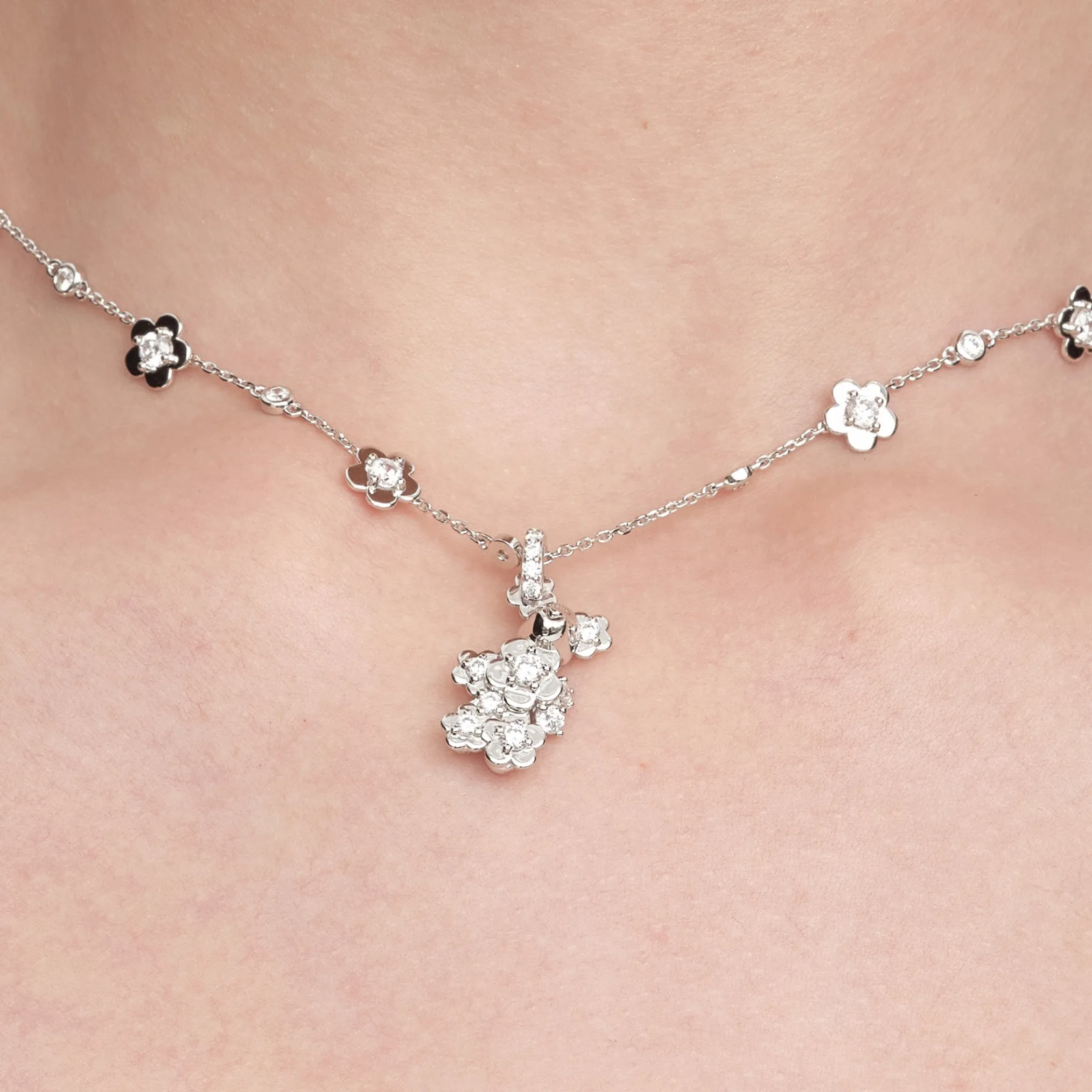 Paradise / Gemstone Patch up Mini Bear Pendant Necklace