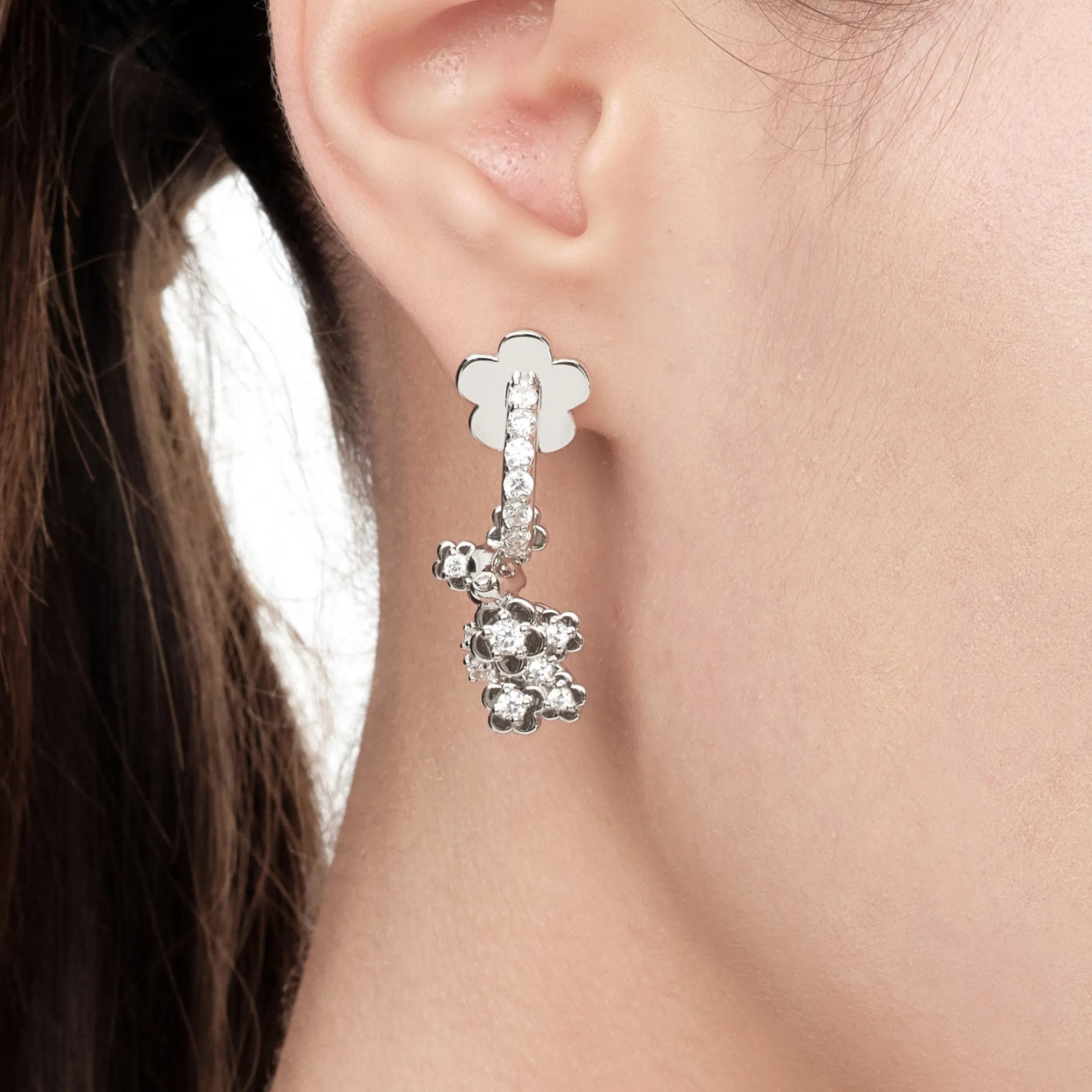 Paradise / Gemstone Patch up Mini Bear Flower Earring