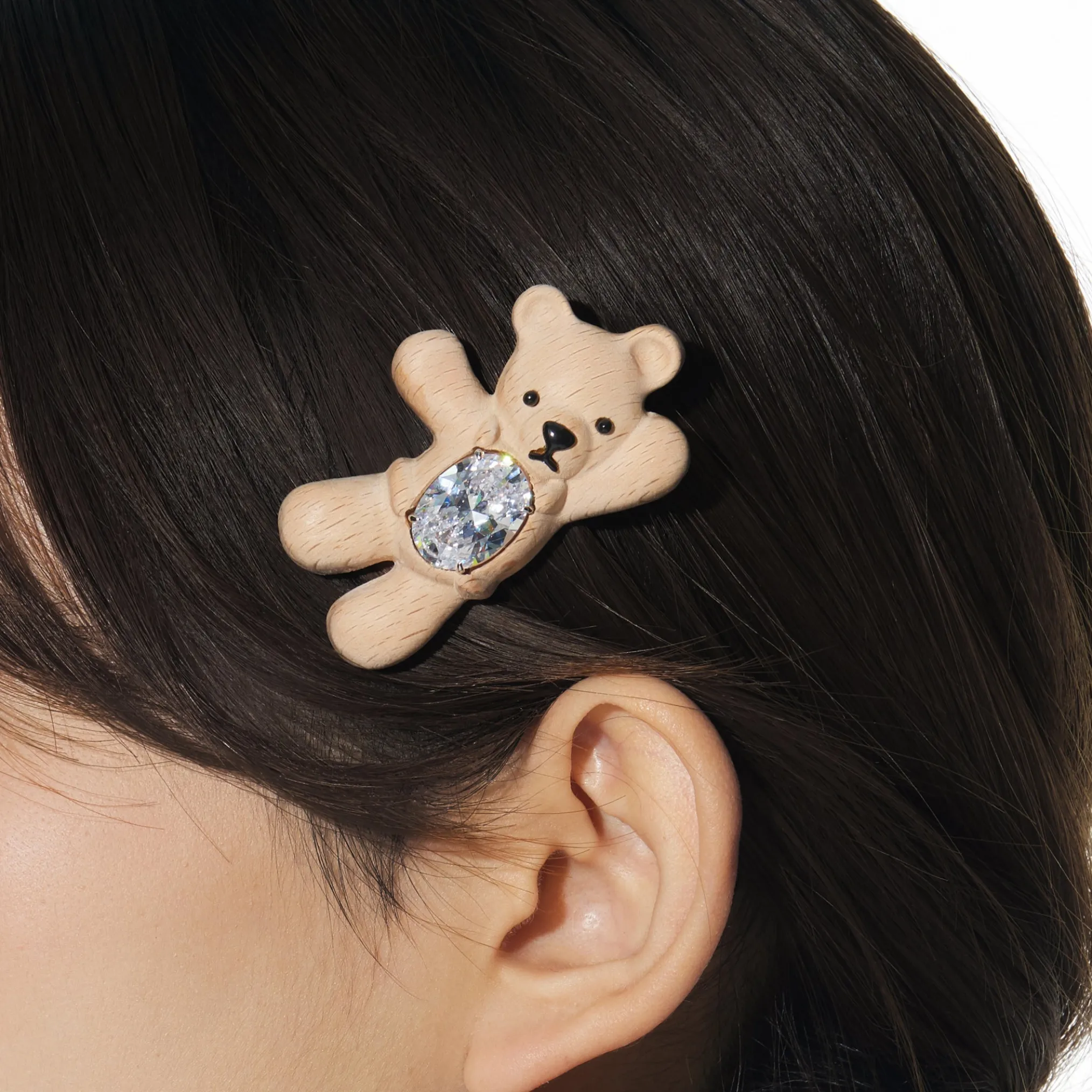 Paradise / Greeting Bear Wooden Hair Clip