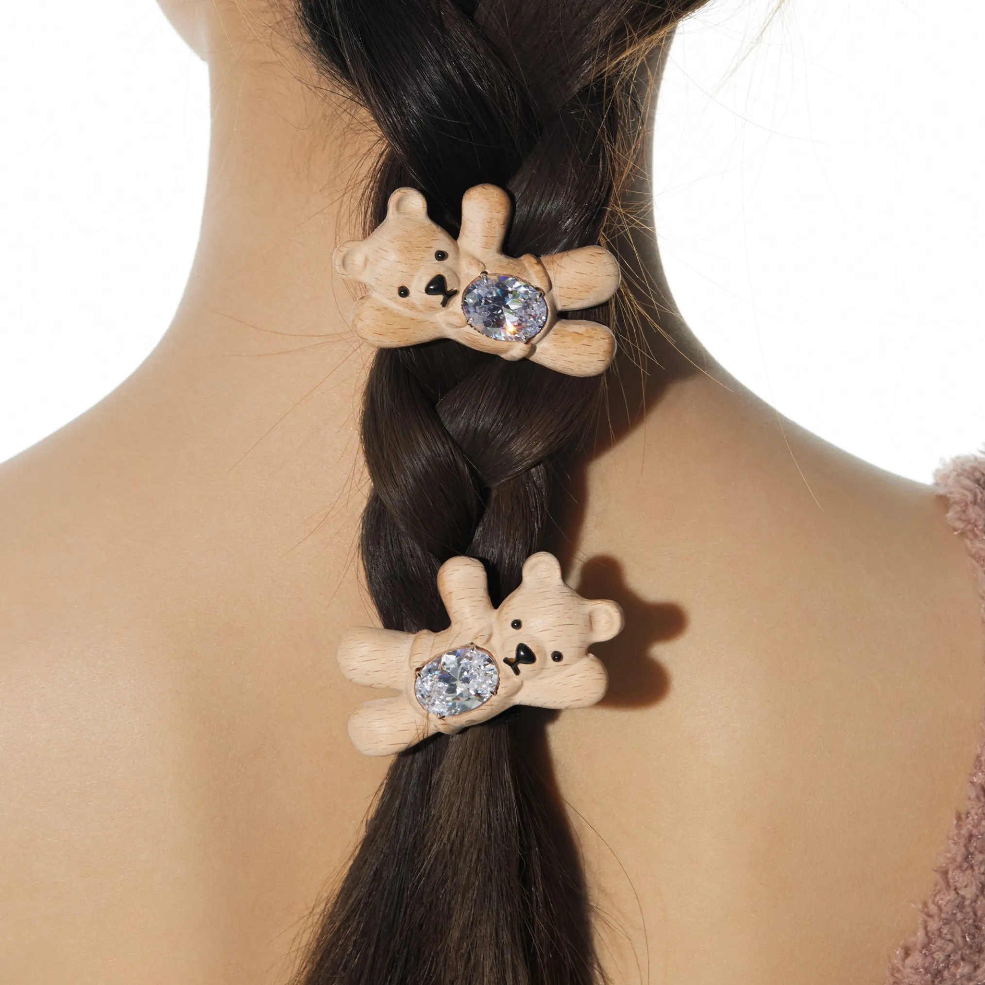 Paradise / Greeting Bear Wooden Hair Clip