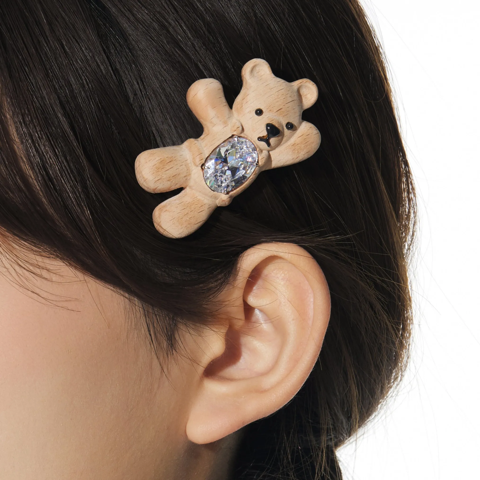 Paradise / Greeting Bear Wooden Hair Clip