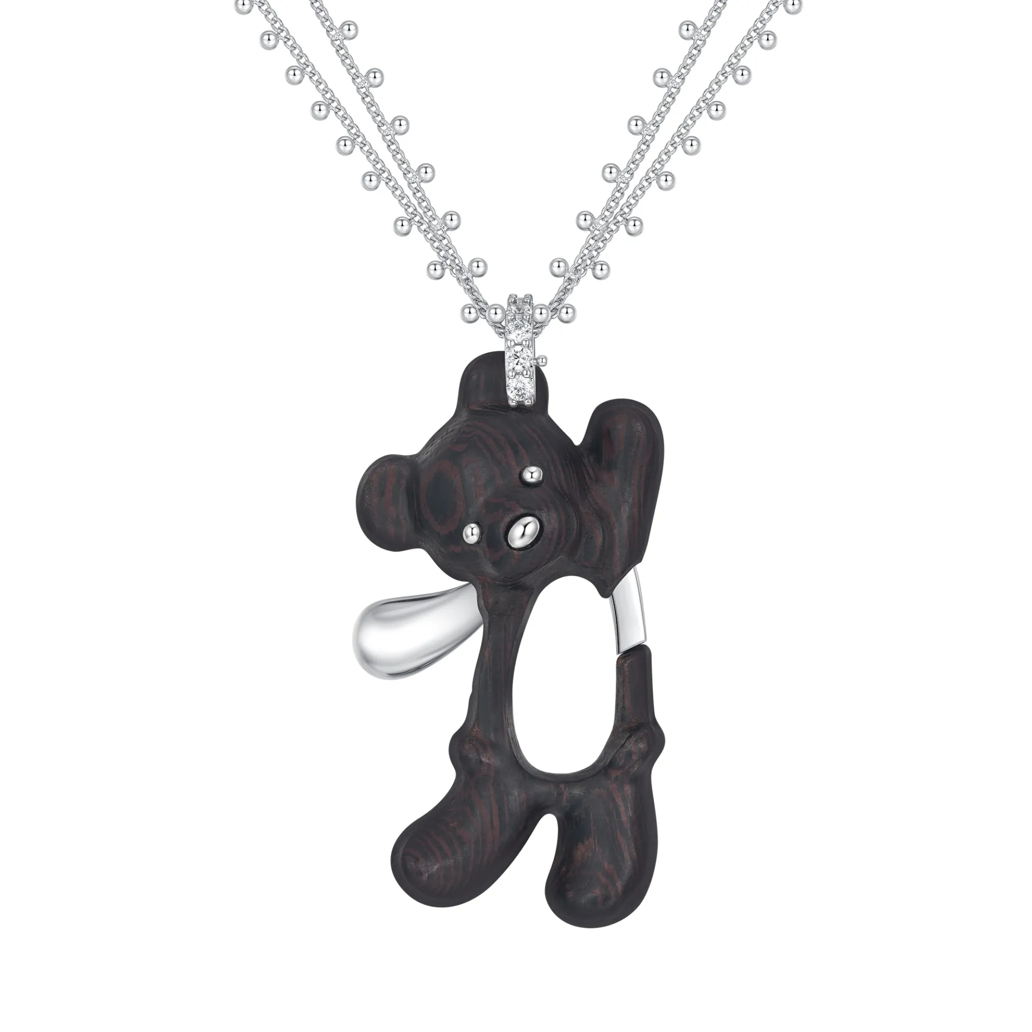 Paradise / Greeting Wooden Bear Chain Necklace