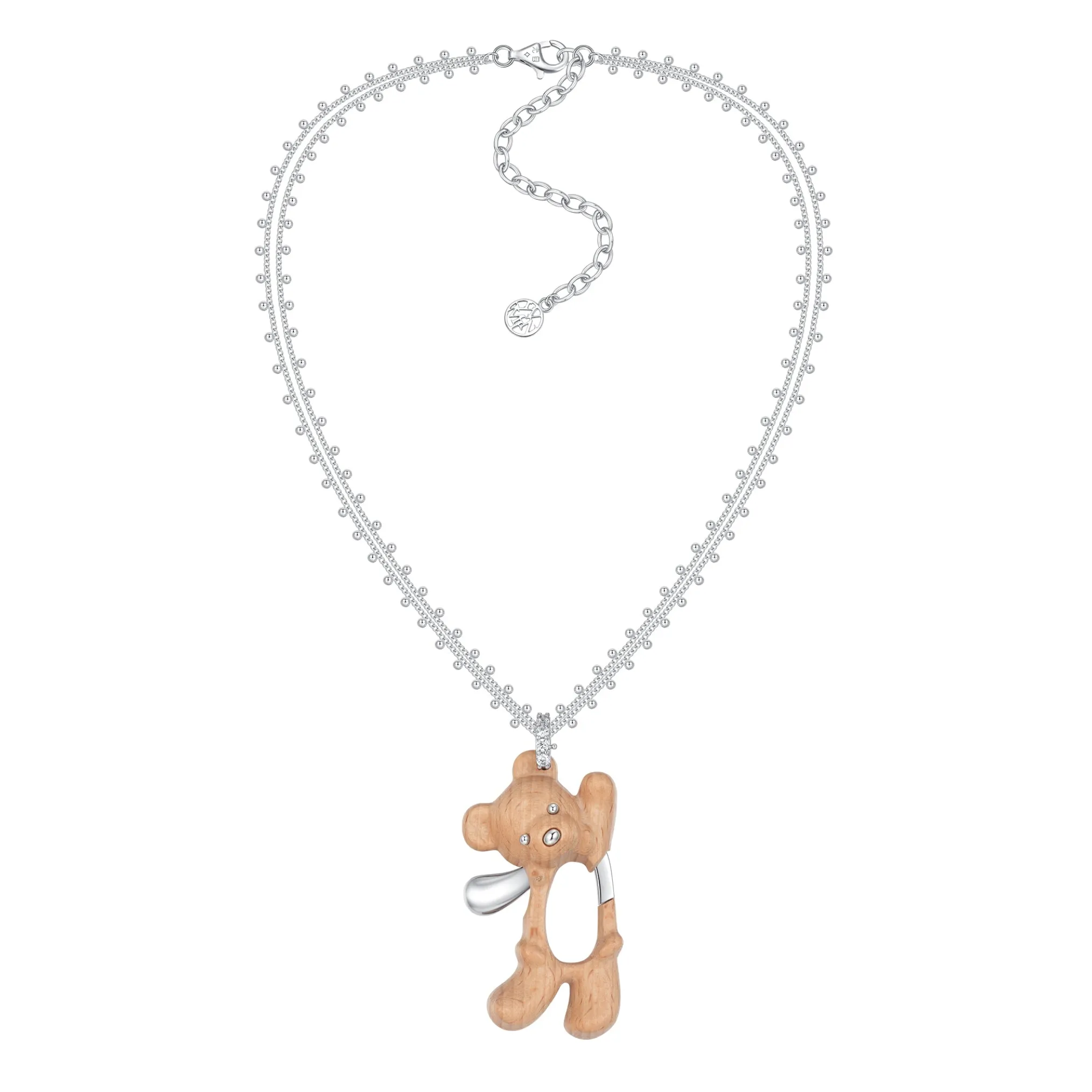 Paradise / Greeting Wooden Bear Chain Necklace