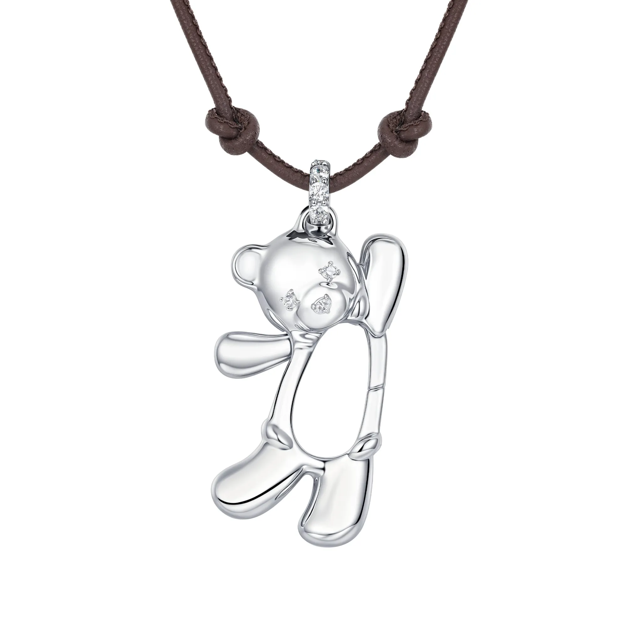Paradise / Greeting Bear Leather Chain Necklace