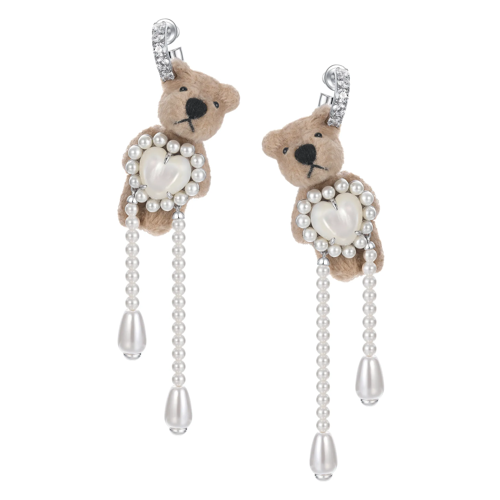 Paradise / Heart Shell Pearl Tassel Bear Earring