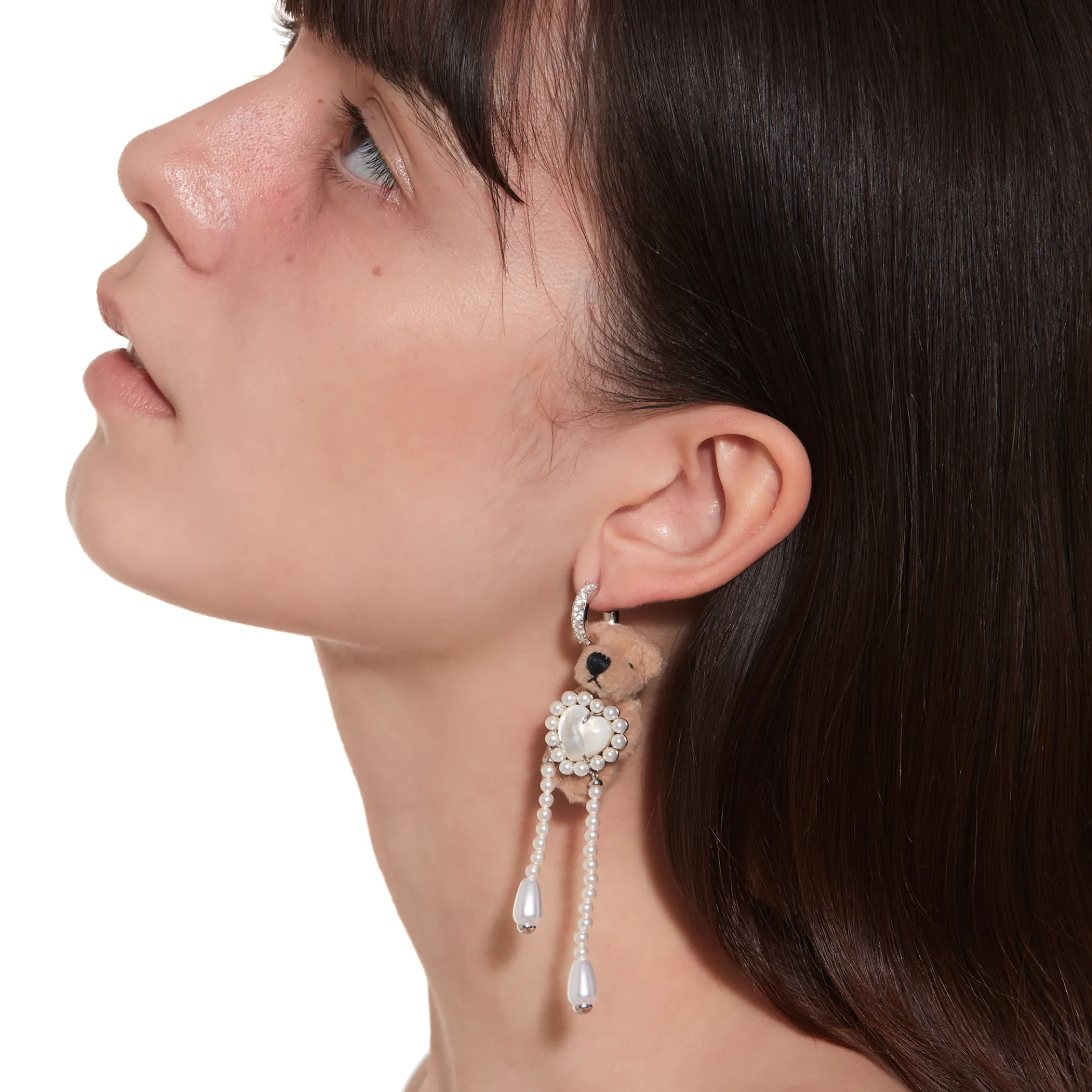 Paradise / Heart Shell Pearl Tassel Bear Earring
