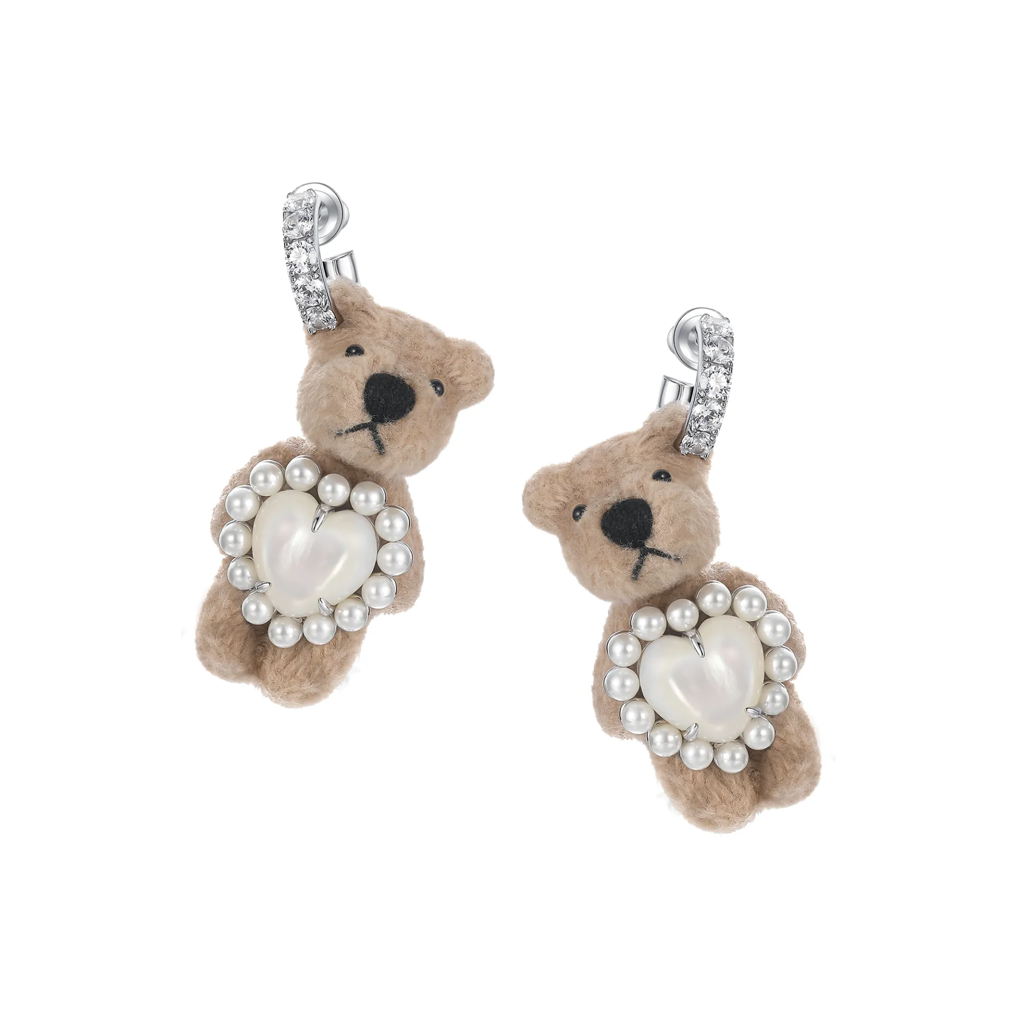 Paradise / Heart Shell Pearl Tassel Bear Earring