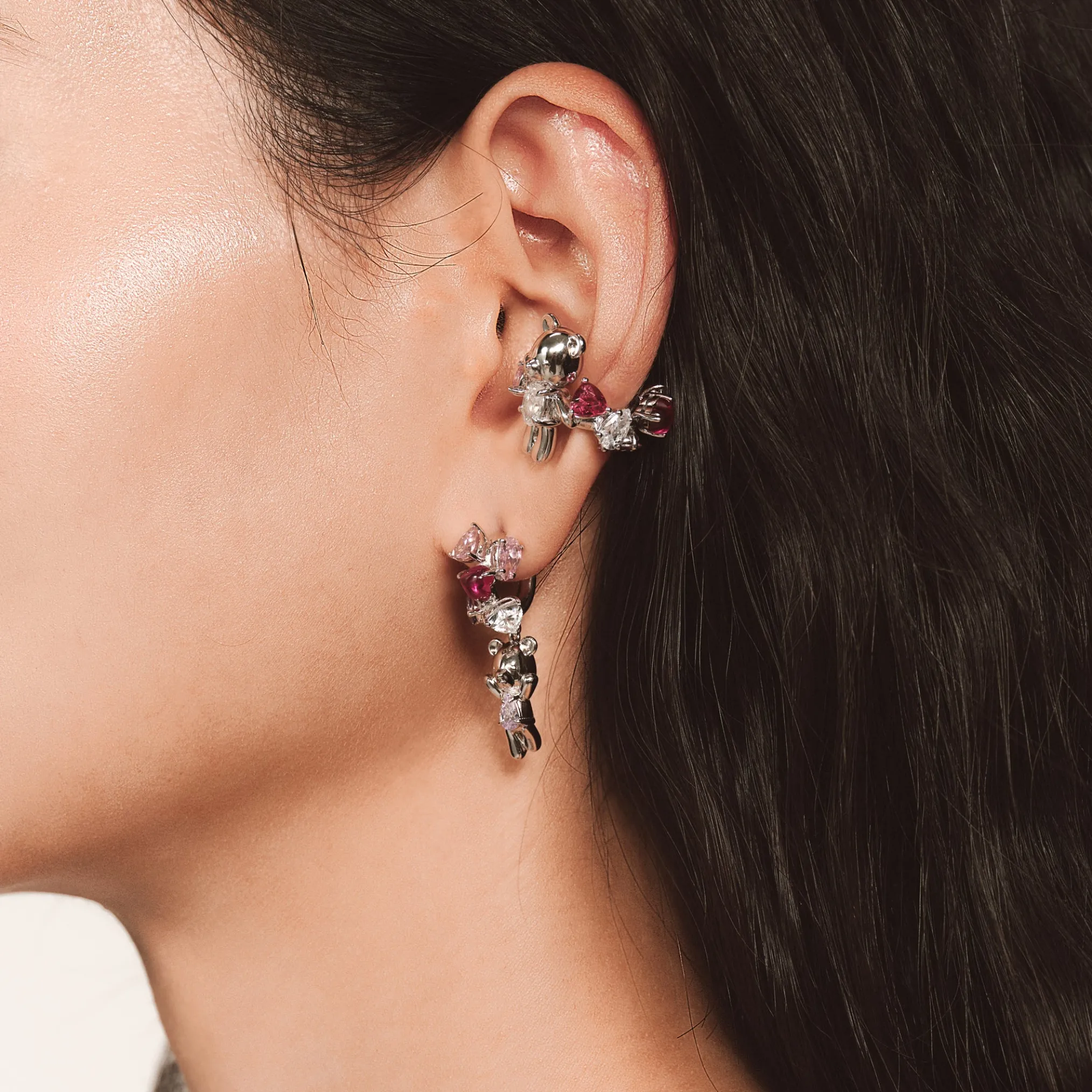 Paradise / Irregular Gem Bear Ear Clip