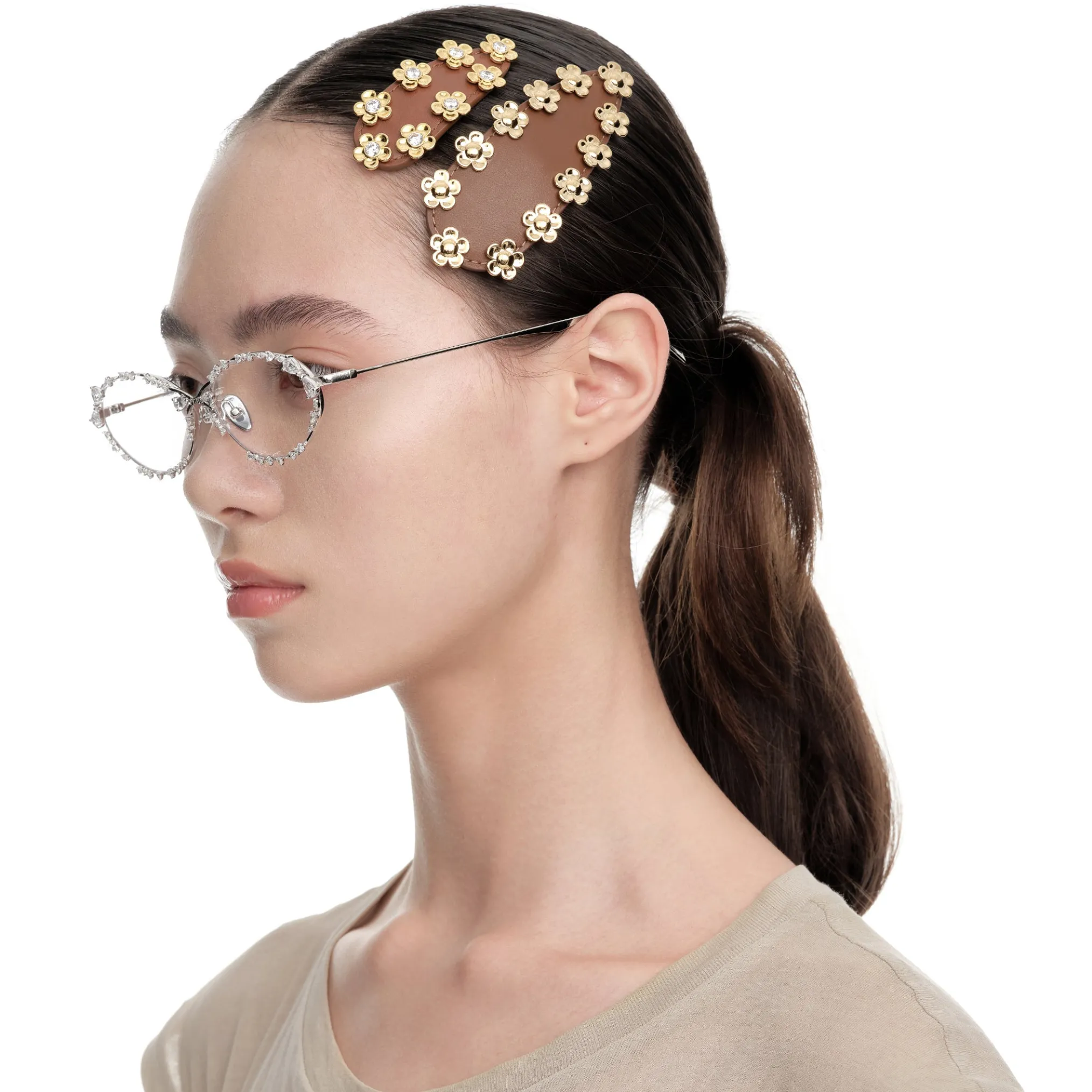 Paradise / Leather Flower Hair Clip