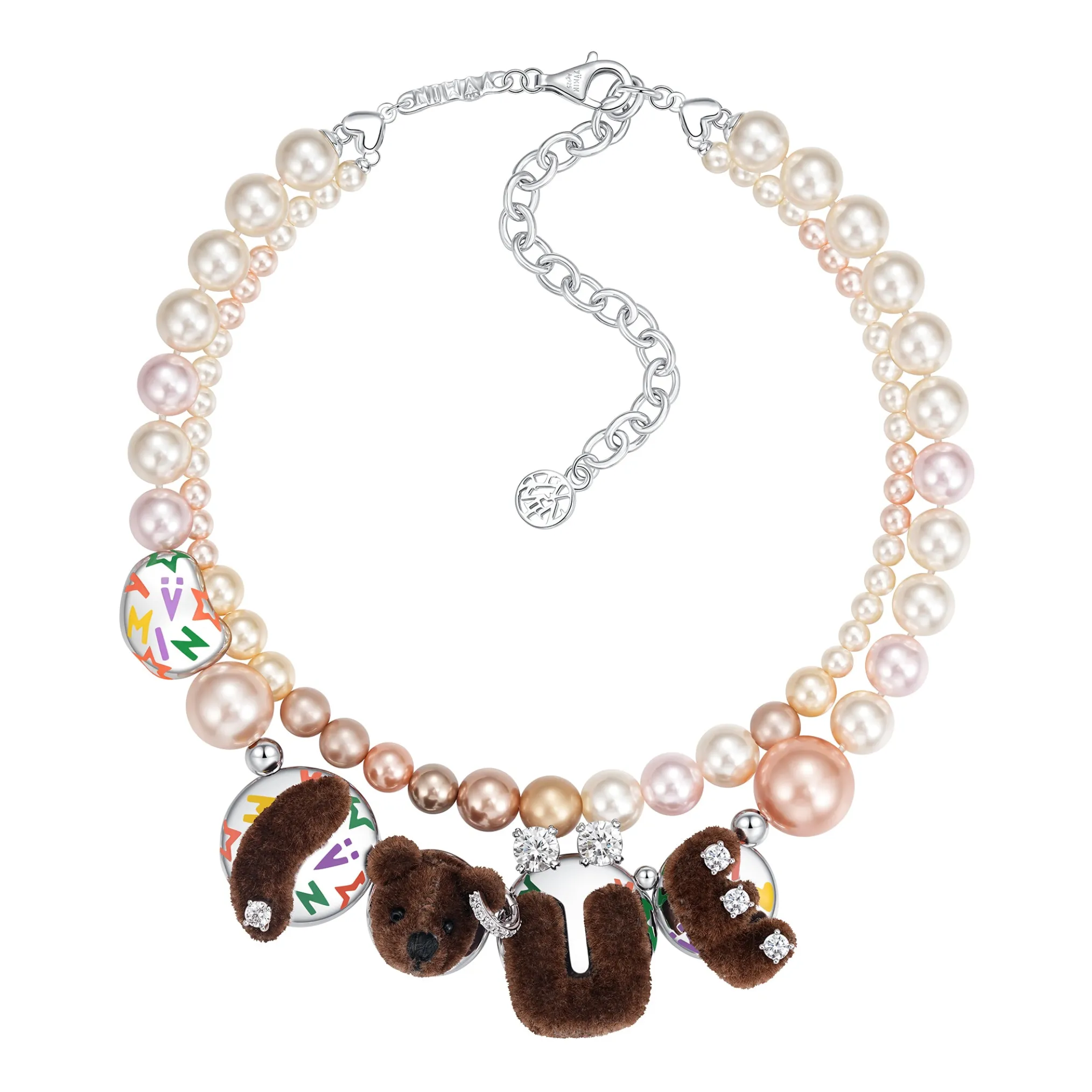 Paradise / LOVE Bear Pearl Double Layer Necklace