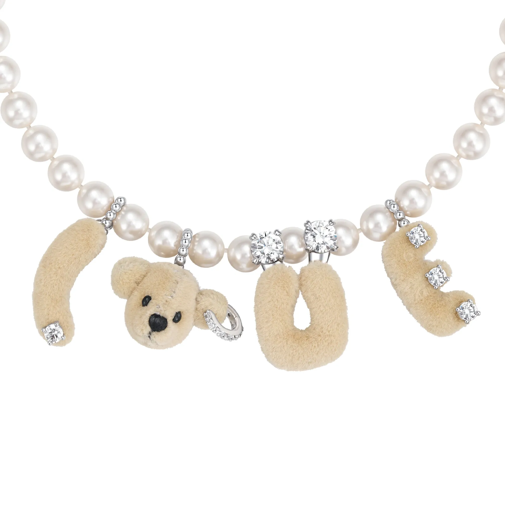 Paradise / LOVE Bear Pearl Necklace