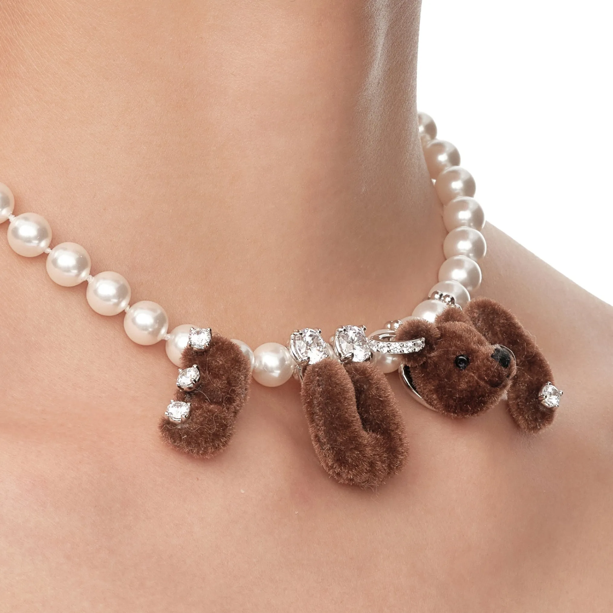 Paradise / LOVE Bear Pearl Necklace