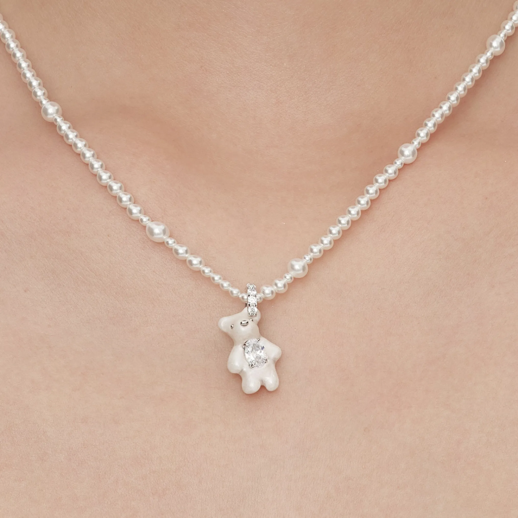 Paradise / Mini Bear Pearl Gradient Color Necklace