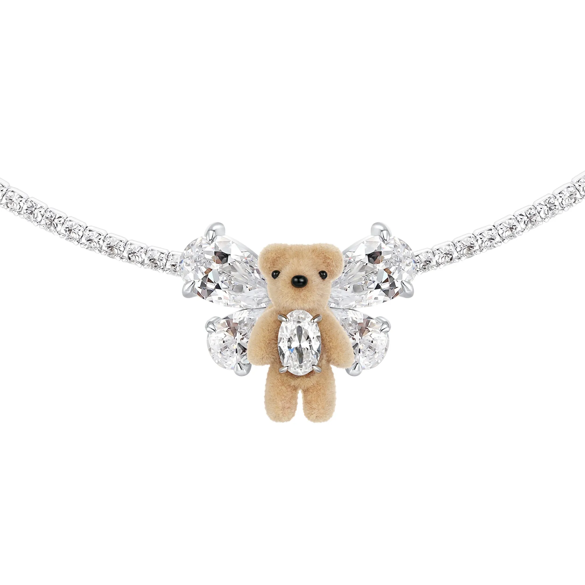 Paradise / Mini Flocked Bear Gemstone Bowknot Chocker