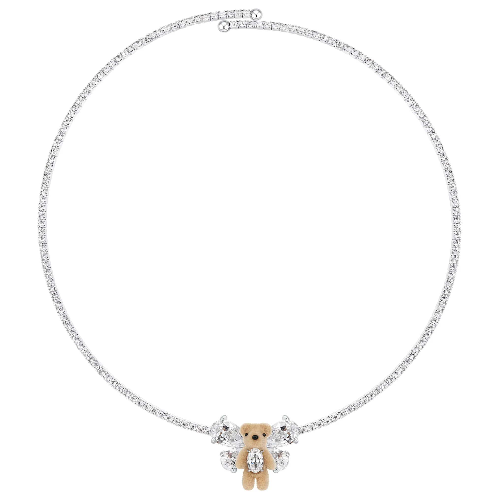 Paradise / Mini Flocked Bear Gemstone Bowknot Chocker