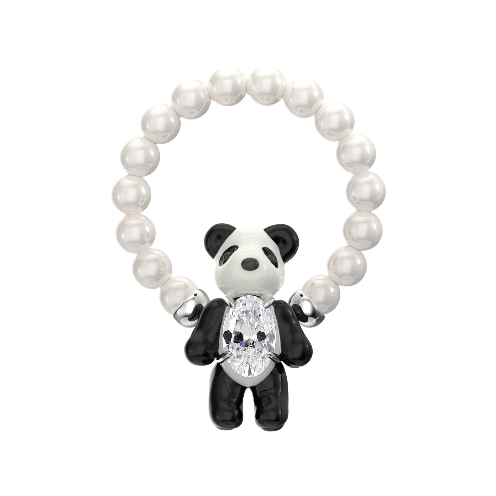 Paradise / Mini Panda Enamel Pearl Ring